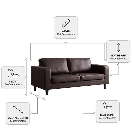 Box Brown Leather 3+1+1 Seater Sofa Set