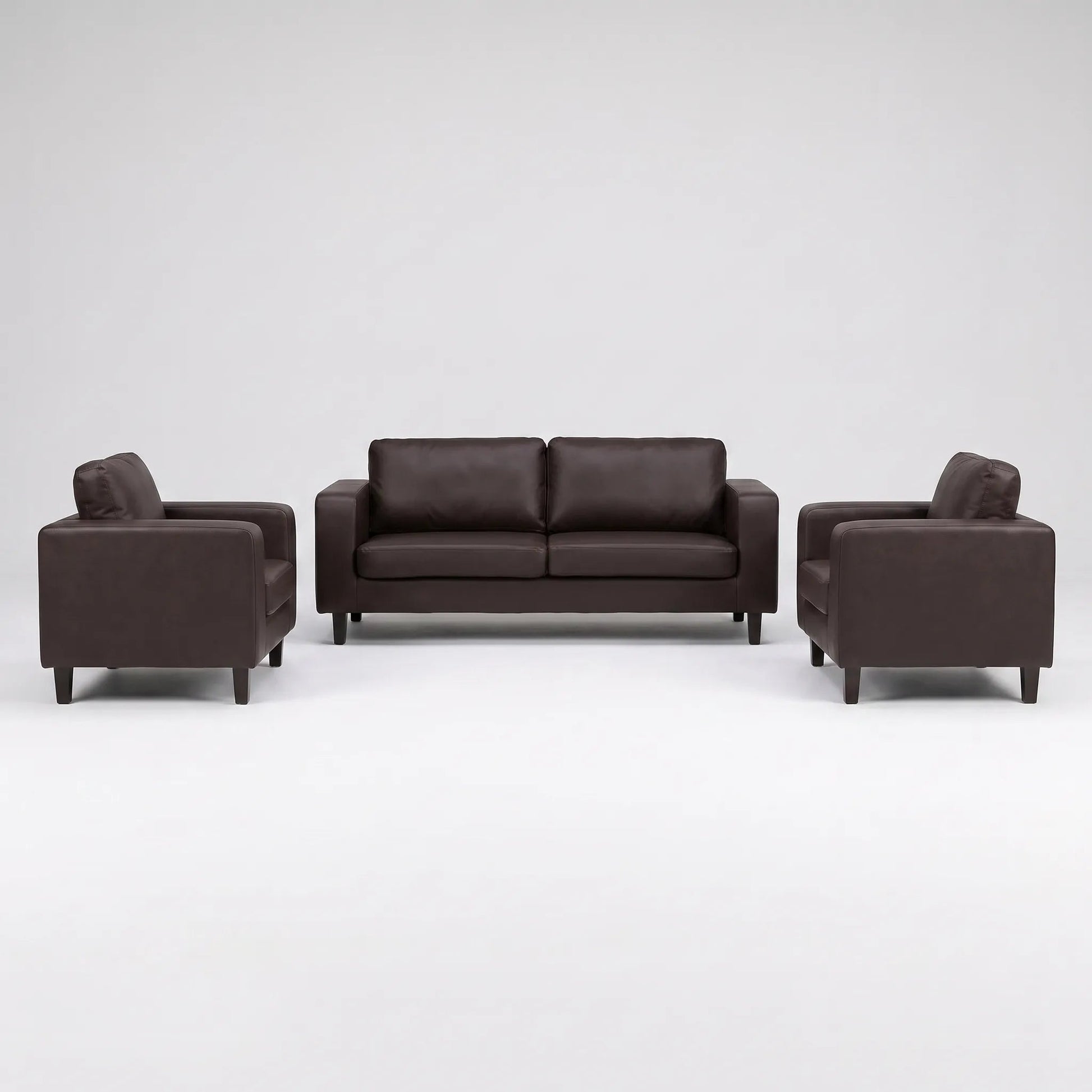 Box Brown Leather 3+1+1 Seater Sofa Set - view 3 - Furniture Instore