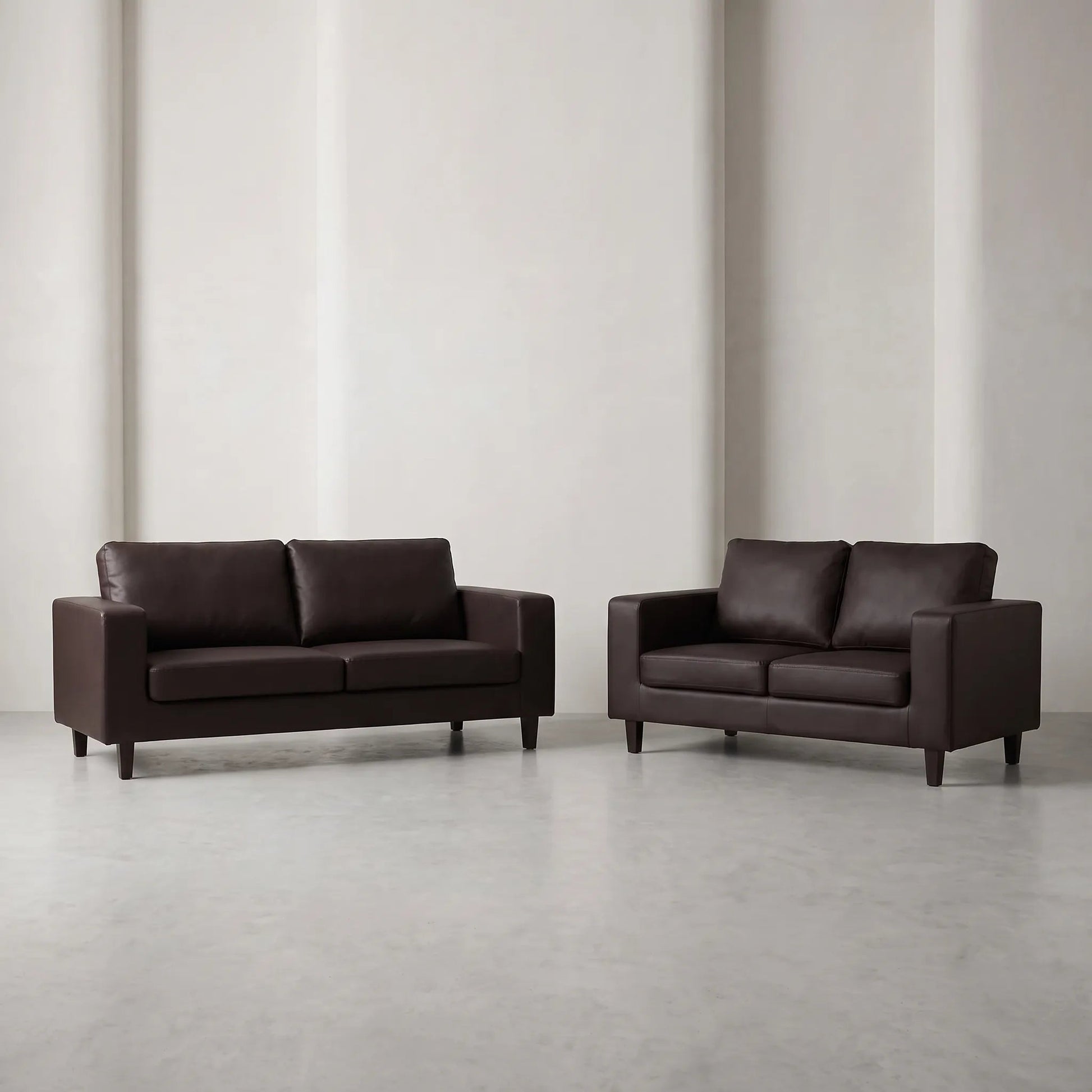 Box Brown Leather 3+2 Seater Sofa Set - view 3 - Furniture Instore