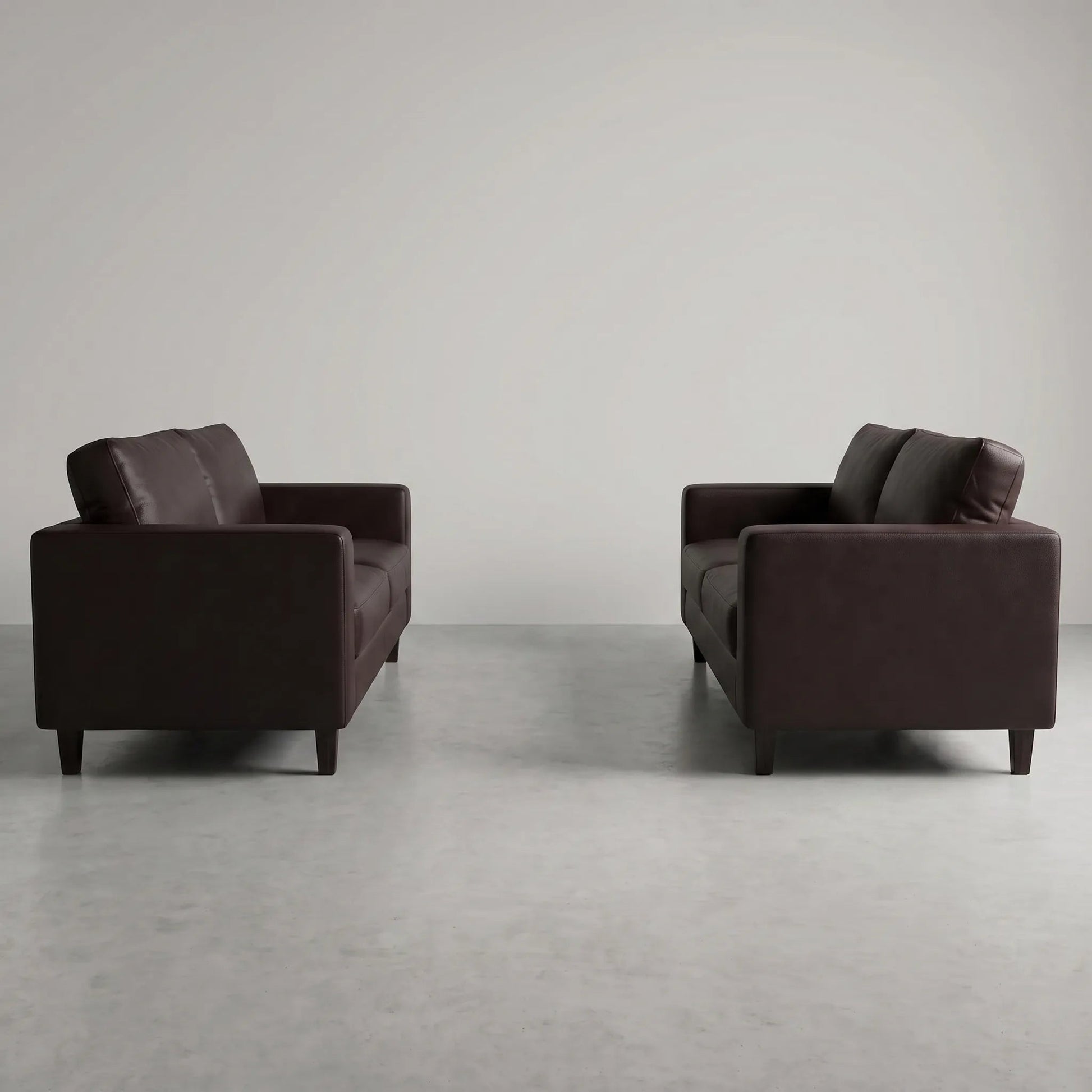 Box Brown Leather 3+3 Seater Sofa Set - view 5 - Furniture Instore