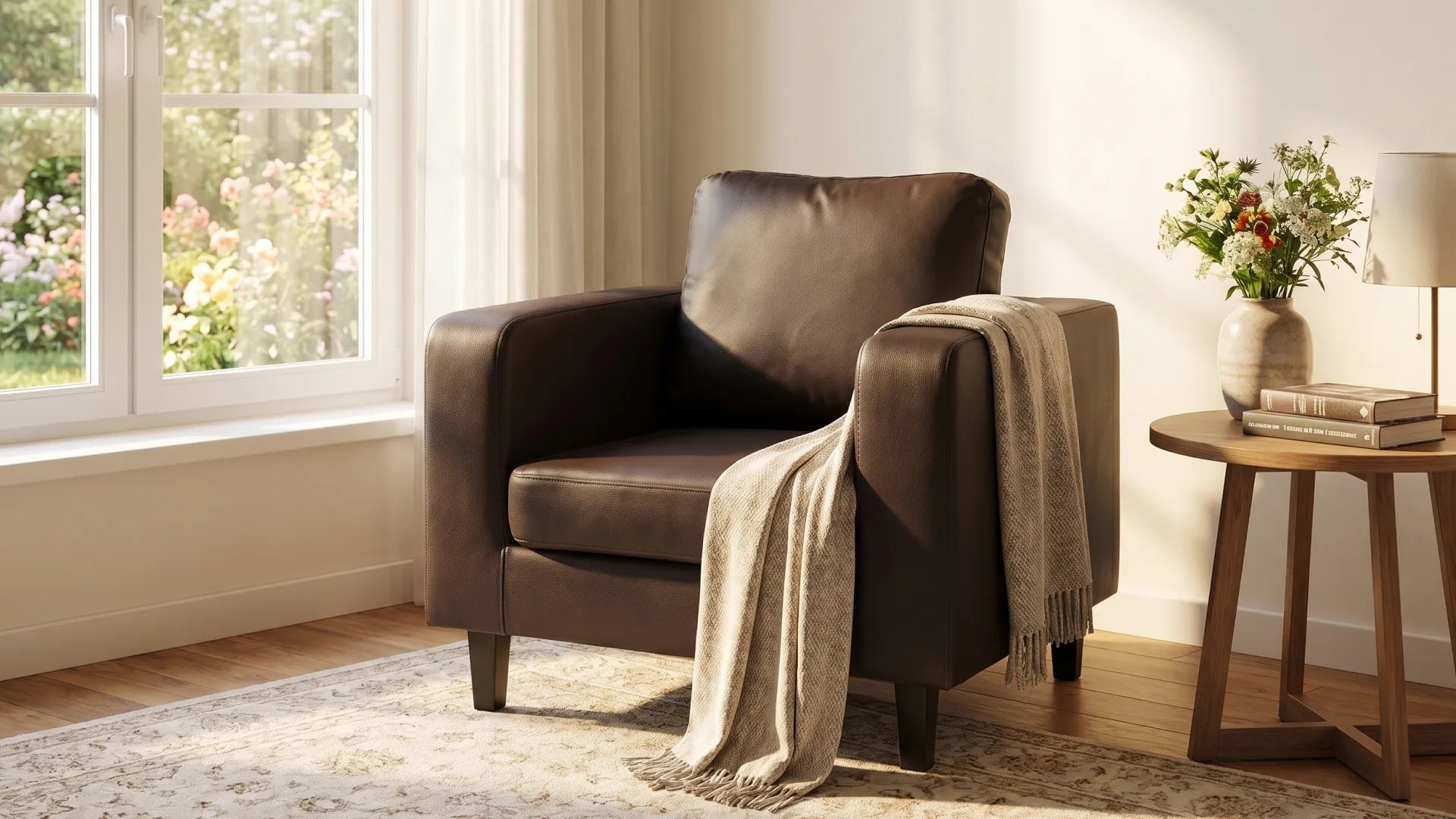 Box Brown Leather Armchair - view 8 - Furniture Instore
