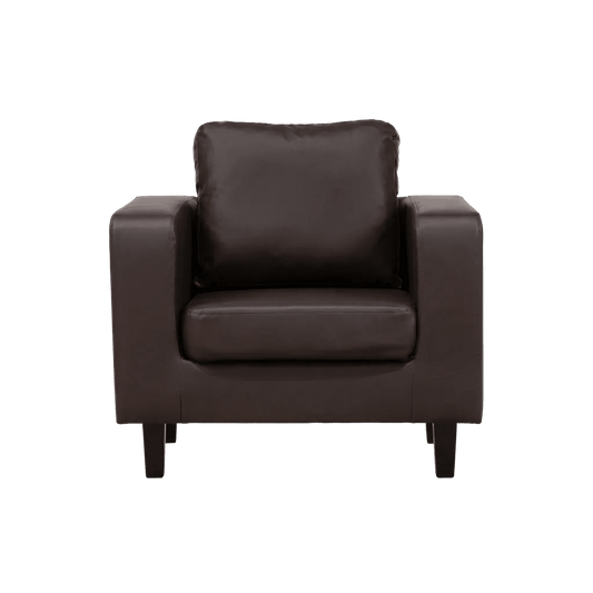 Box Brown Leather Armchair - Furniture Instore