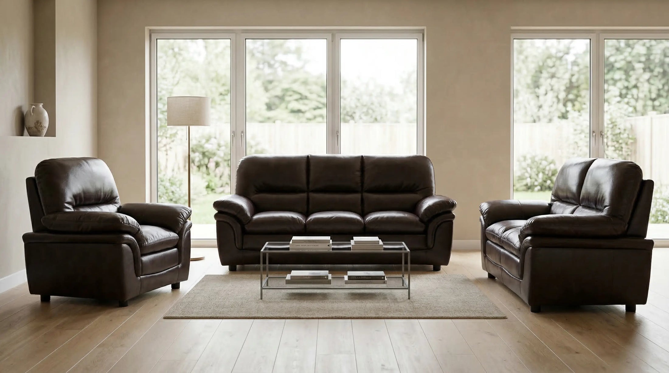 Verona Brown Leather 3+1+1 Sofa Set
