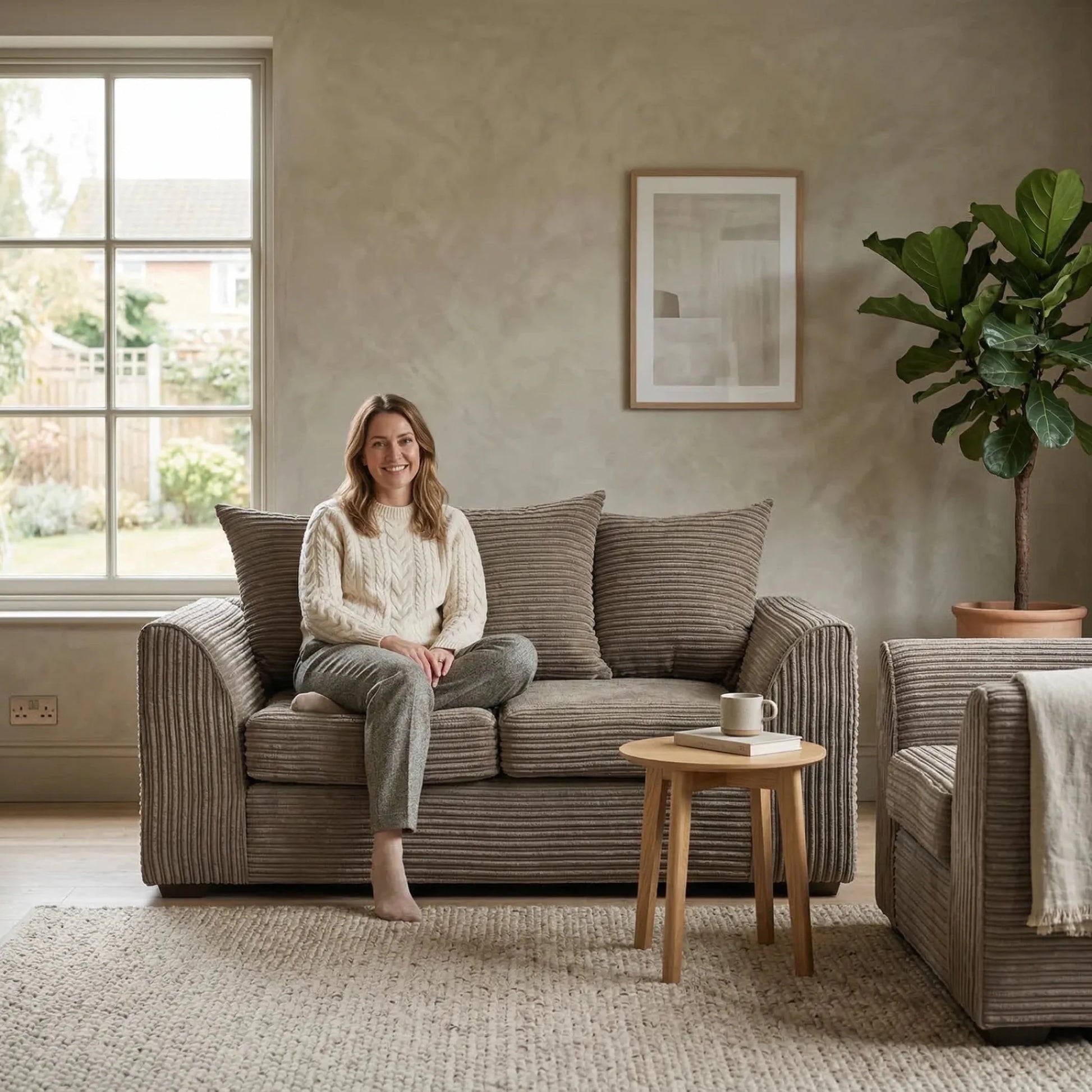 Byron Caramel Fabric 2 +1 Seater Sofa Set - Furniture Instore