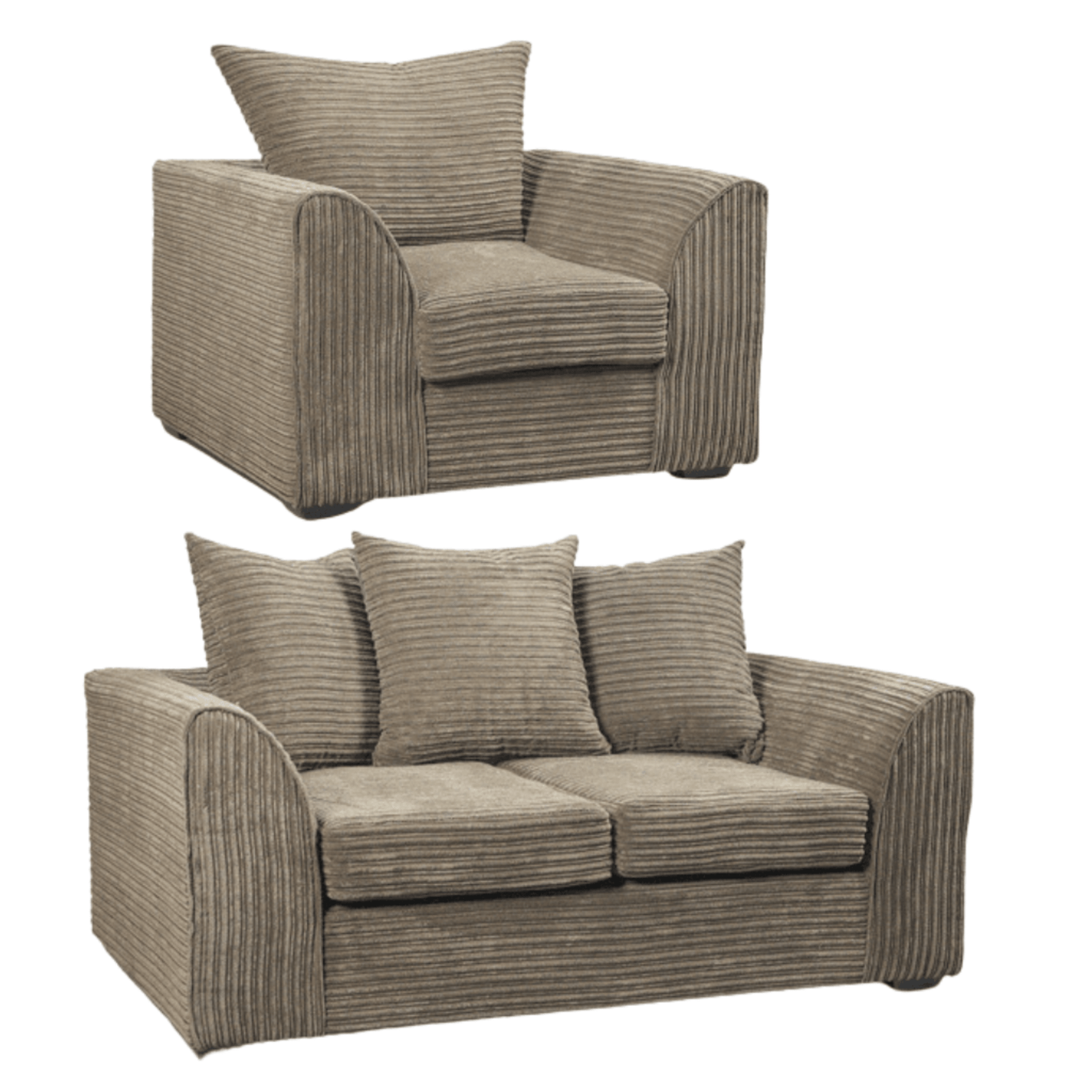 Byron Caramel 2+1 Sofa Combo, Front View on White Background, Modern Minimal Design