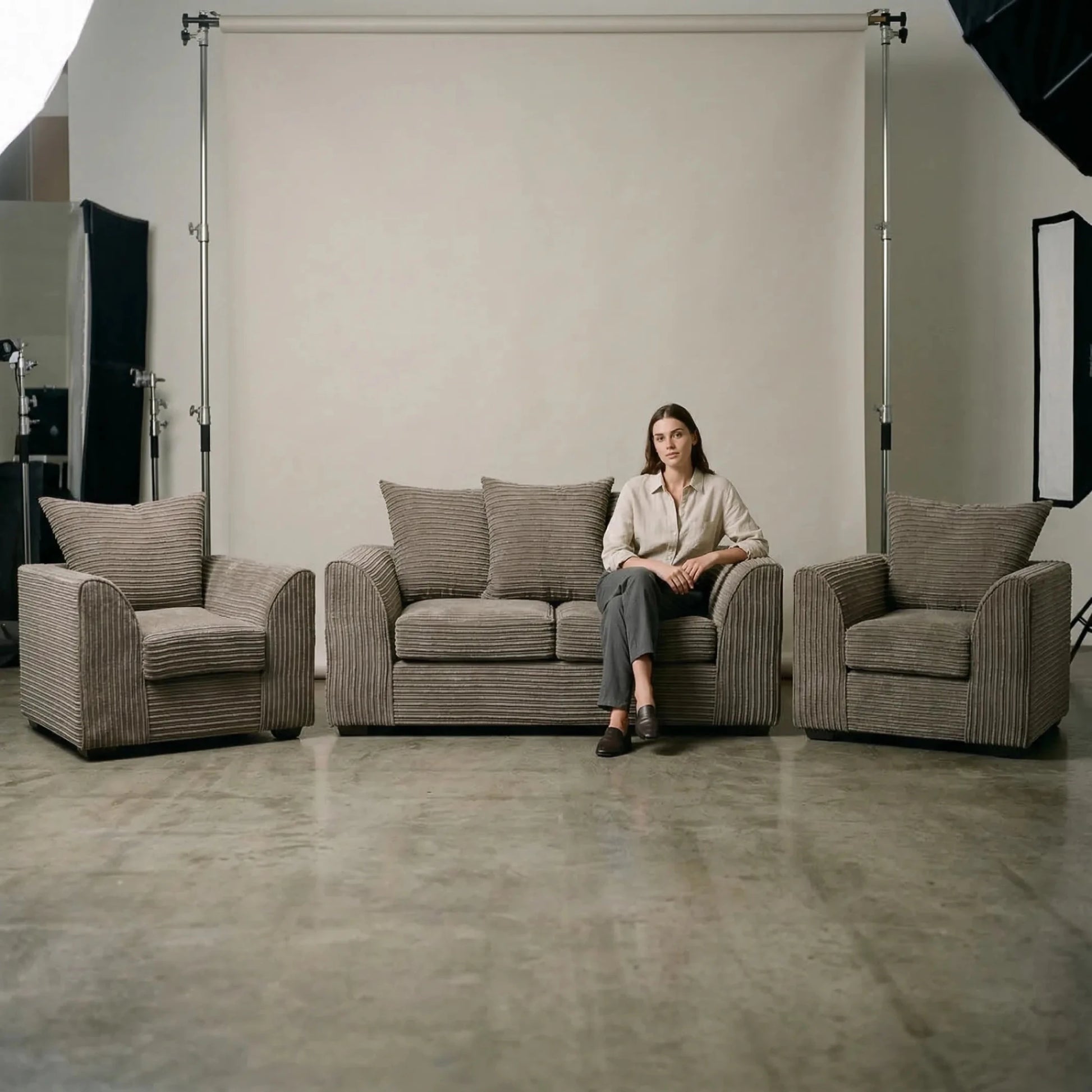 Byron Caramel Fabric 2+1+1 Seater Sofa Set - Furniture Instore
