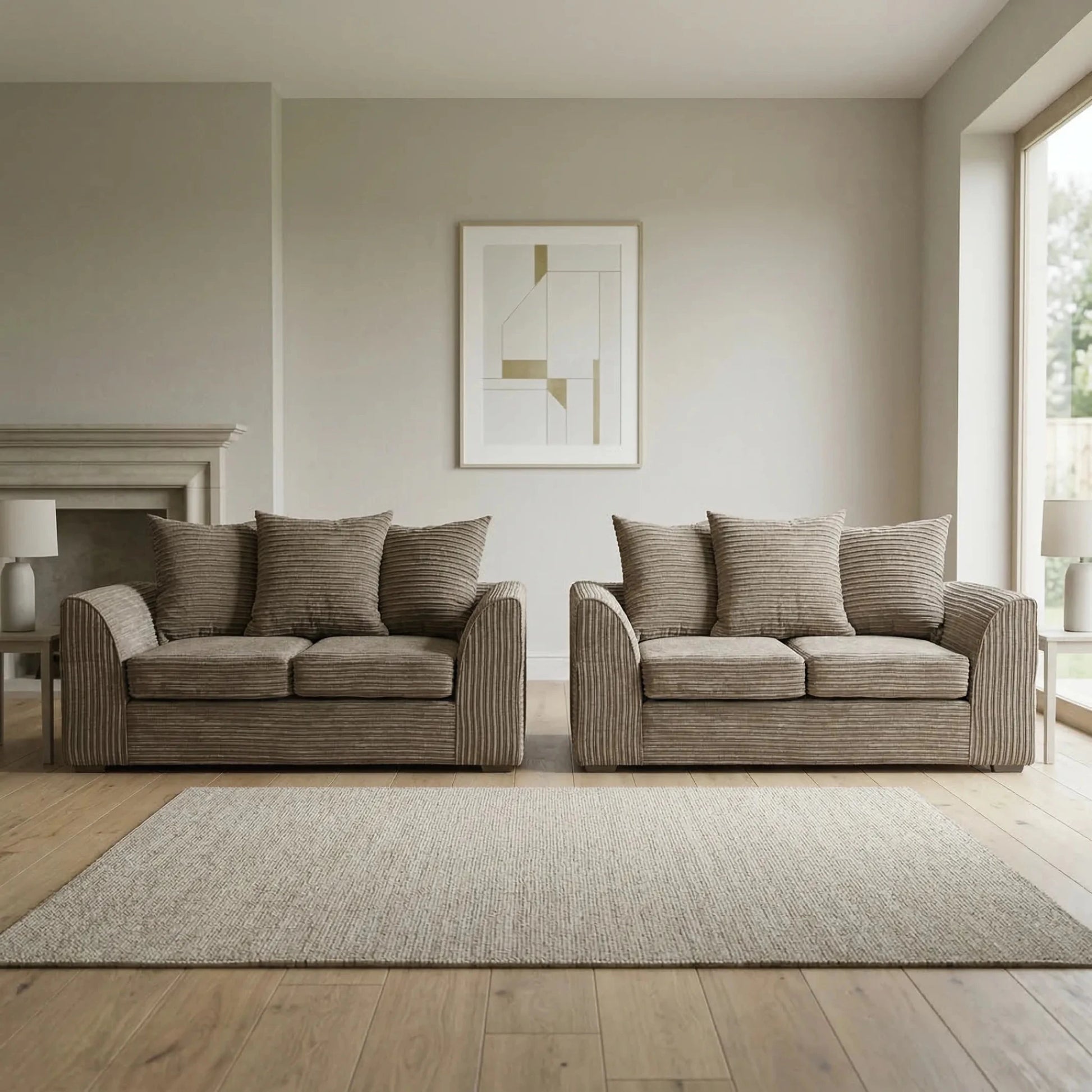 Byron Caramel Fabric 2+2 Seater Sofa Set - Furniture Instore
