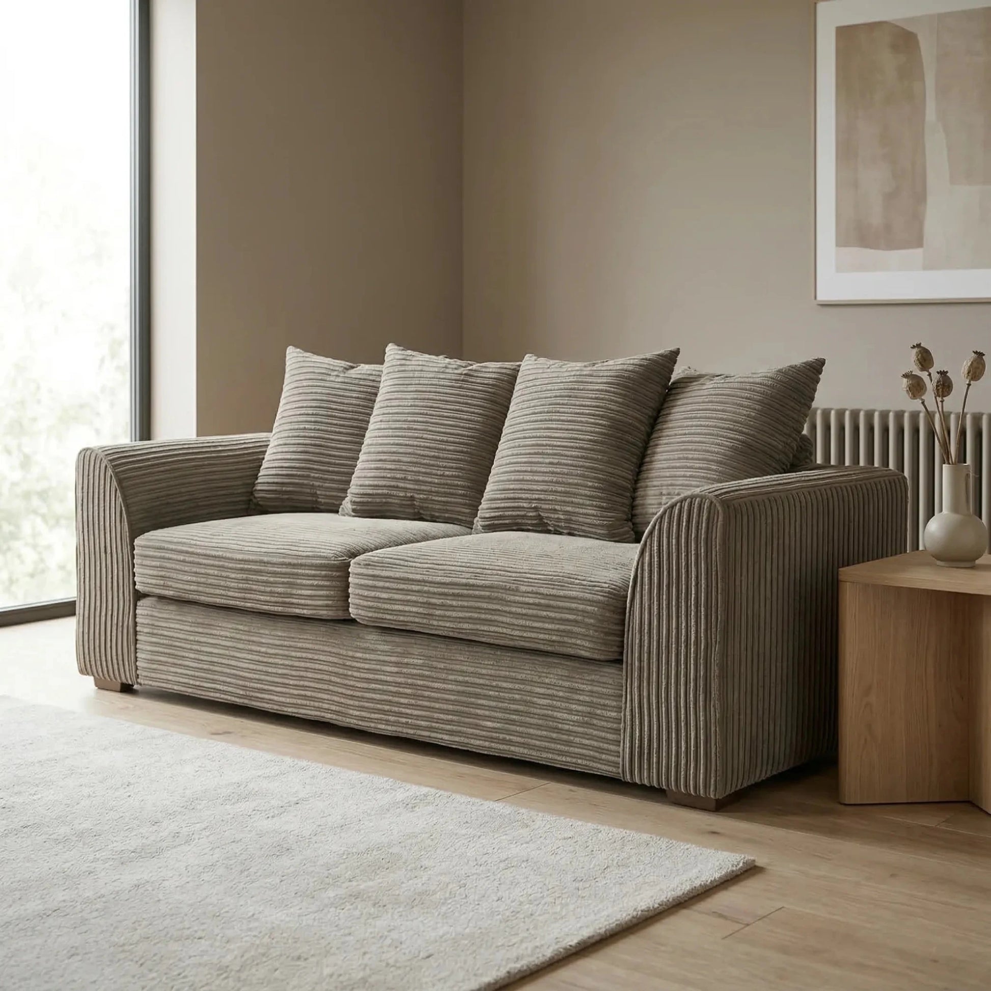 Byron Caramel Fabric 3 Seater Sofa - Furniture Instore