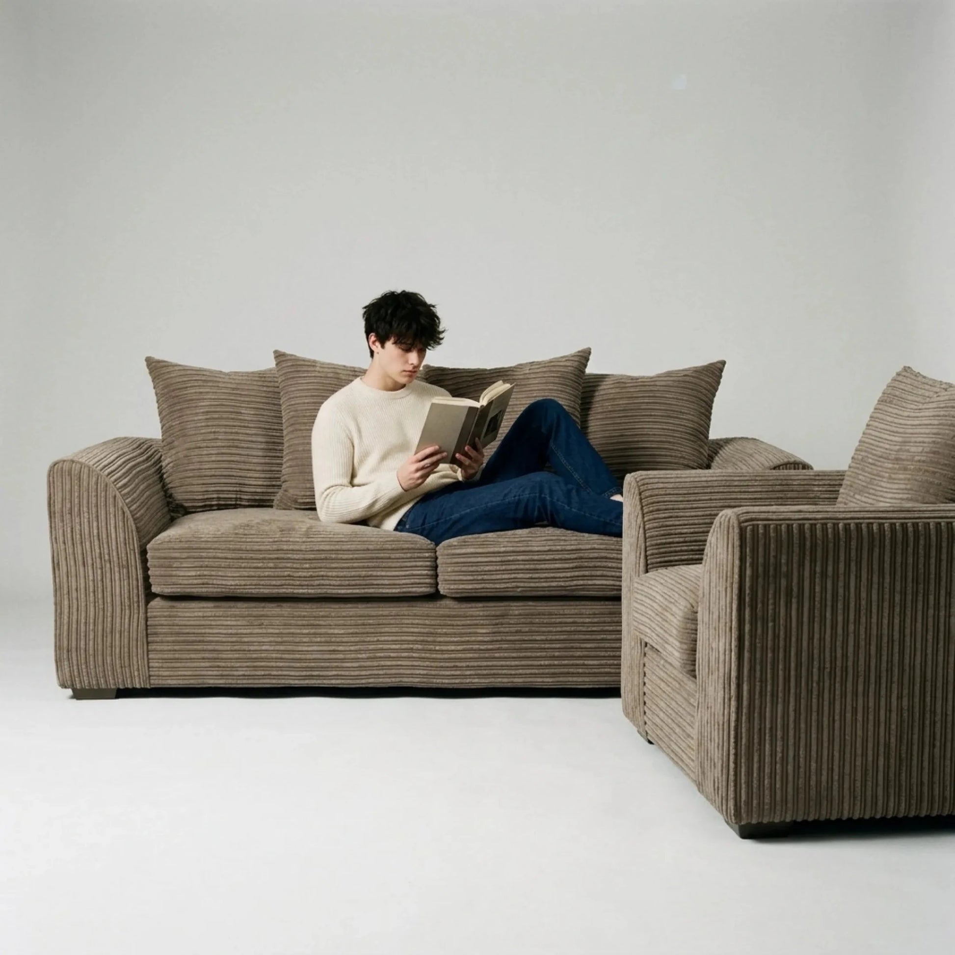 Byron Caramel Fabric 3+1 Seater Sofa Set - Furniture Instore