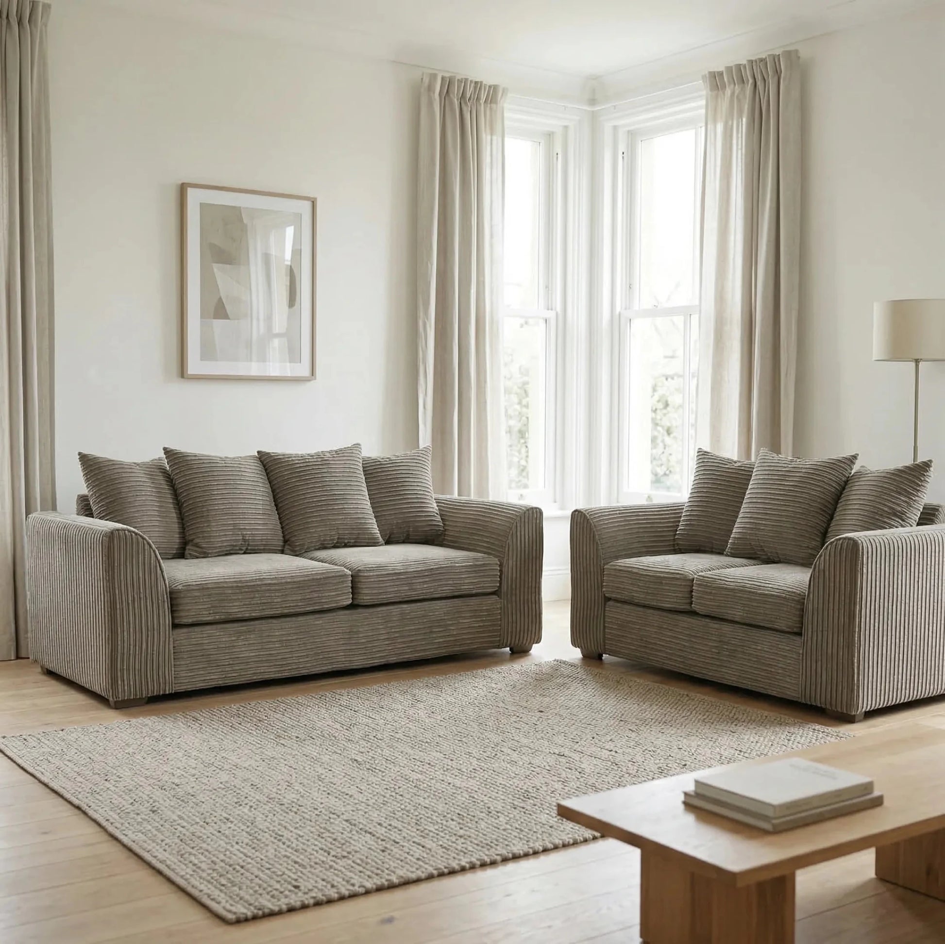 Byron Caramel Fabric 3+2 Seater Sofa Set - Furniture Instore