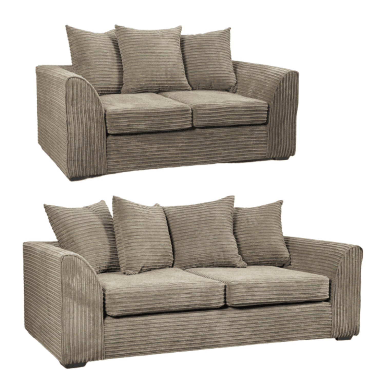 Byron Caramel 3+2 Sofa Combo, Front View on White Background, Modern Minimal Design