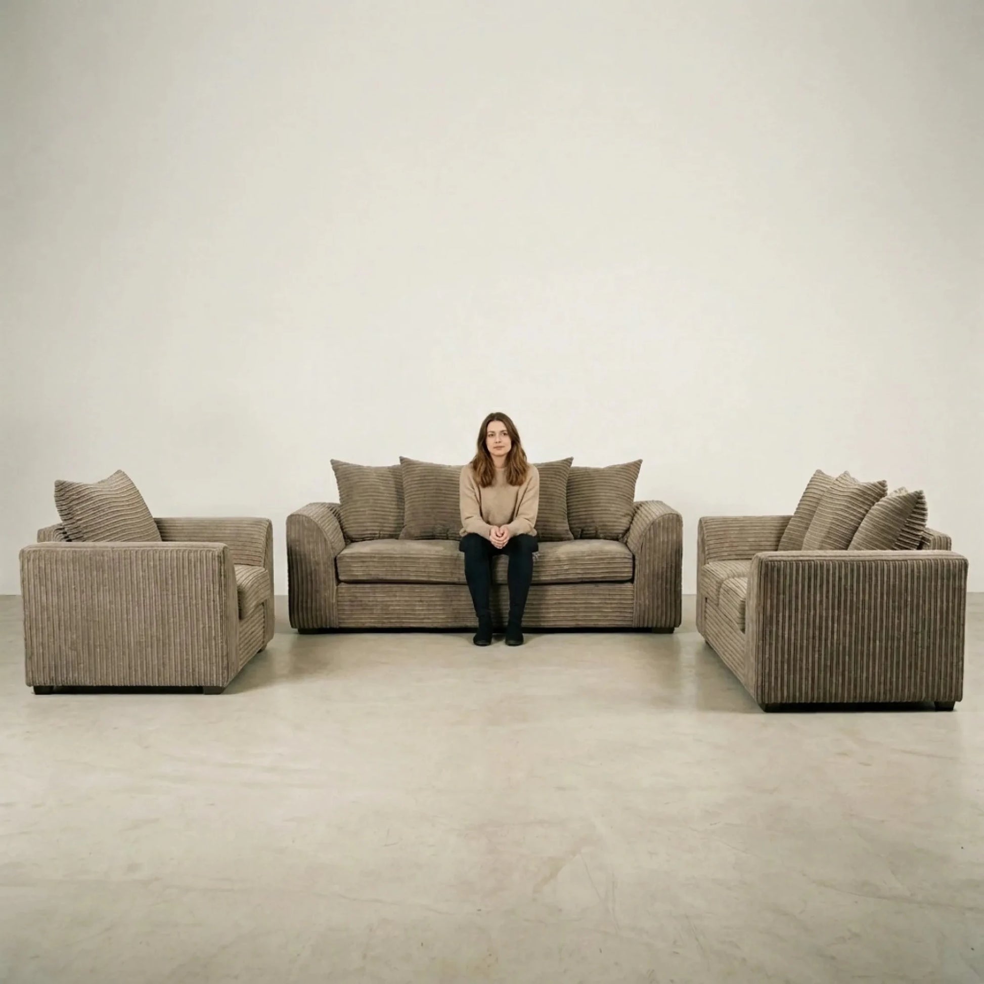 Byron Caramel Fabric 3+2+1 Seater Sofa Set - Furniture Instore