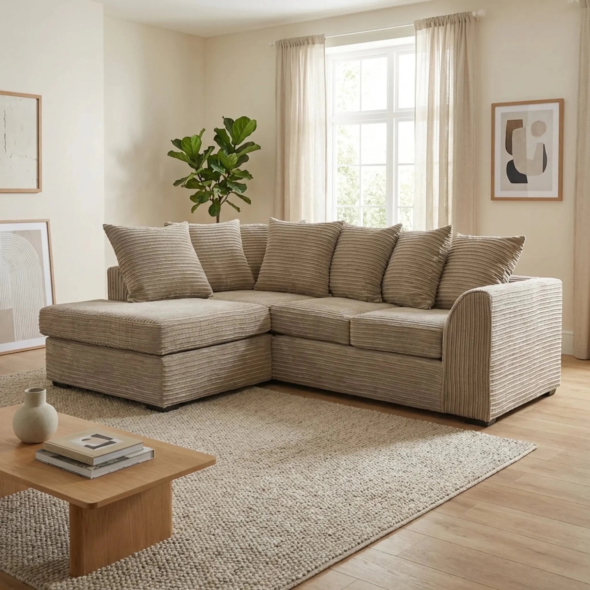 Byron Caramel Fabric LHC Corner Sofa - Furniture Instore