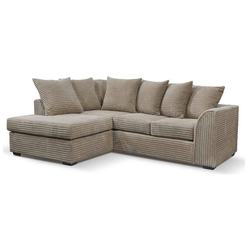 Byron Caramel Left-Hand Corner Sofa, Front View on White Background, Modern Minimal Design