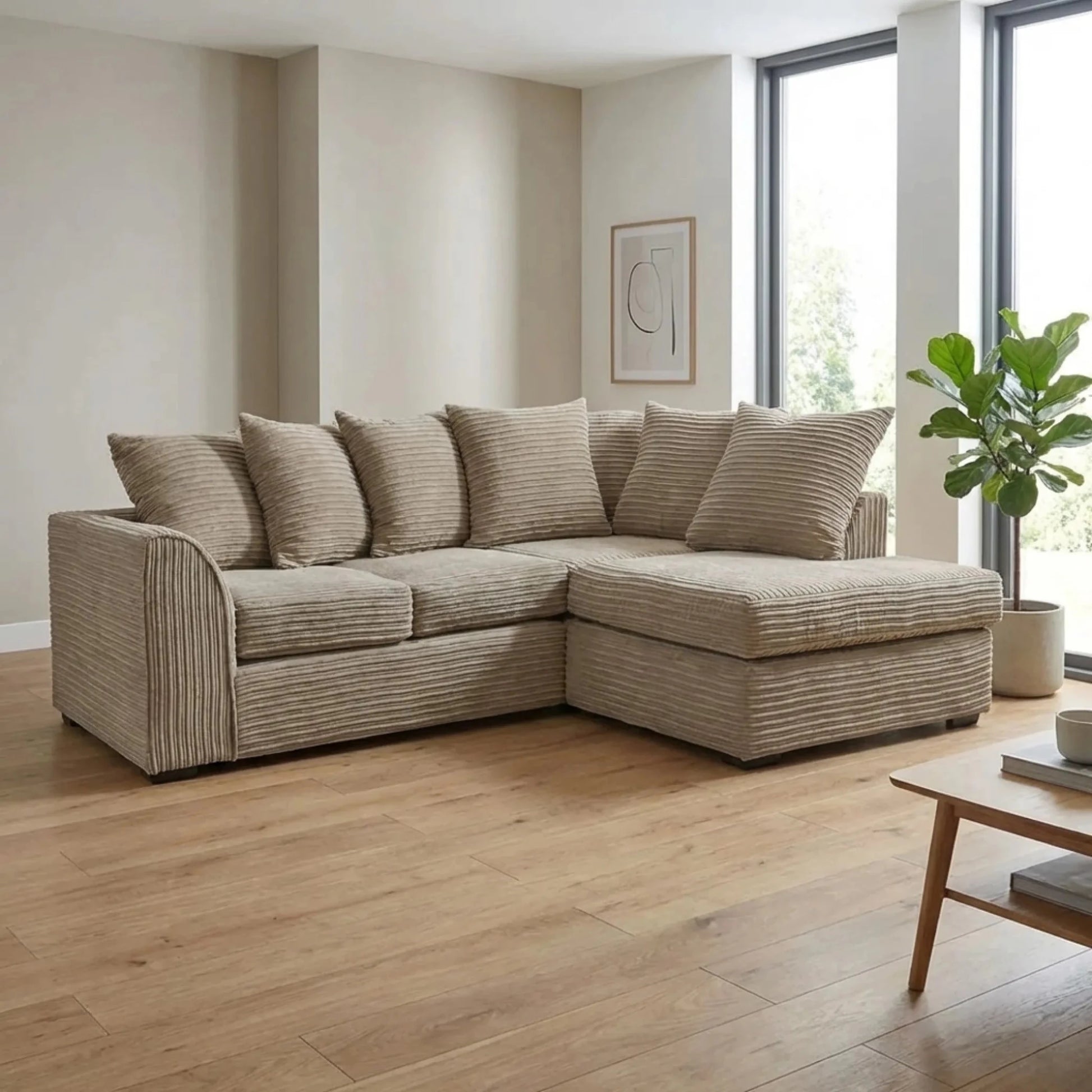 Byron Caramel Fabric RHC Corner Sofa - Furniture Instore