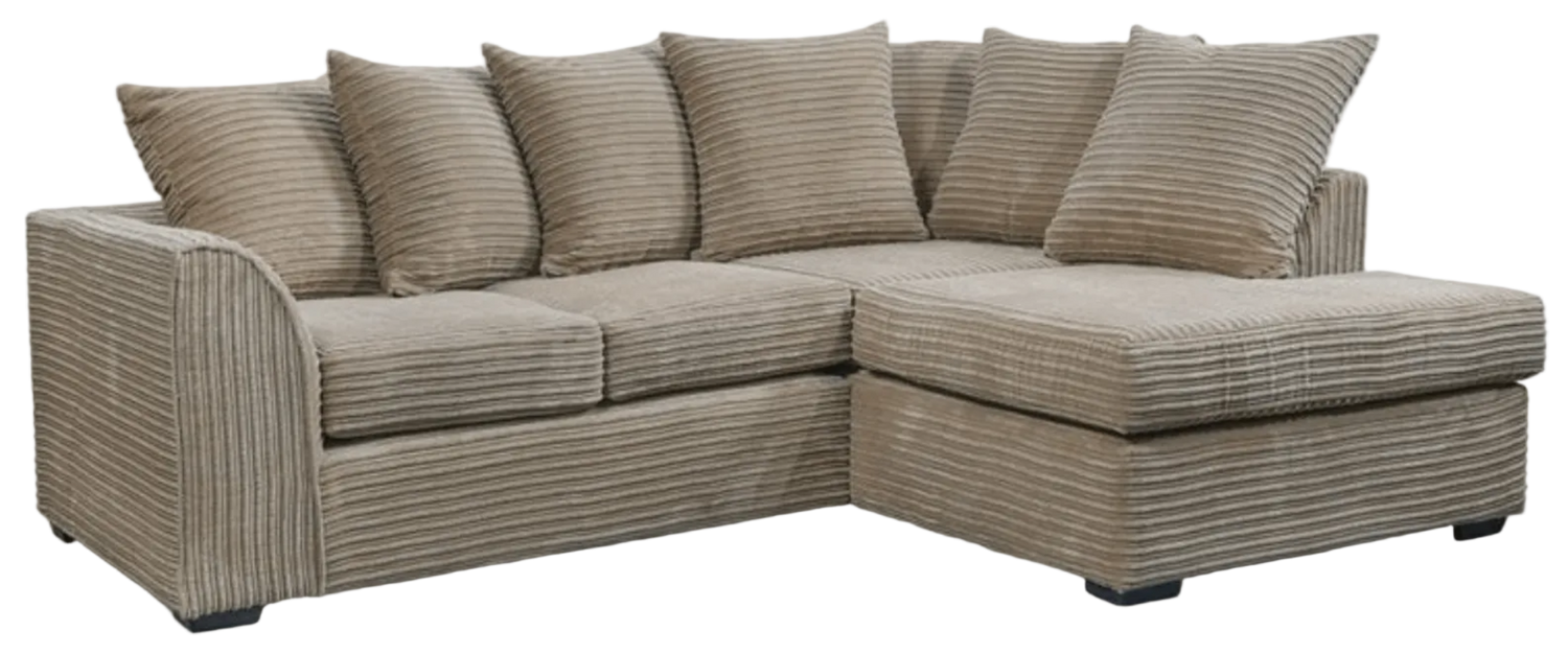 Byron Caramel Right-Hand Corner Sofa, Front View on White Background, Modern Minimal Design