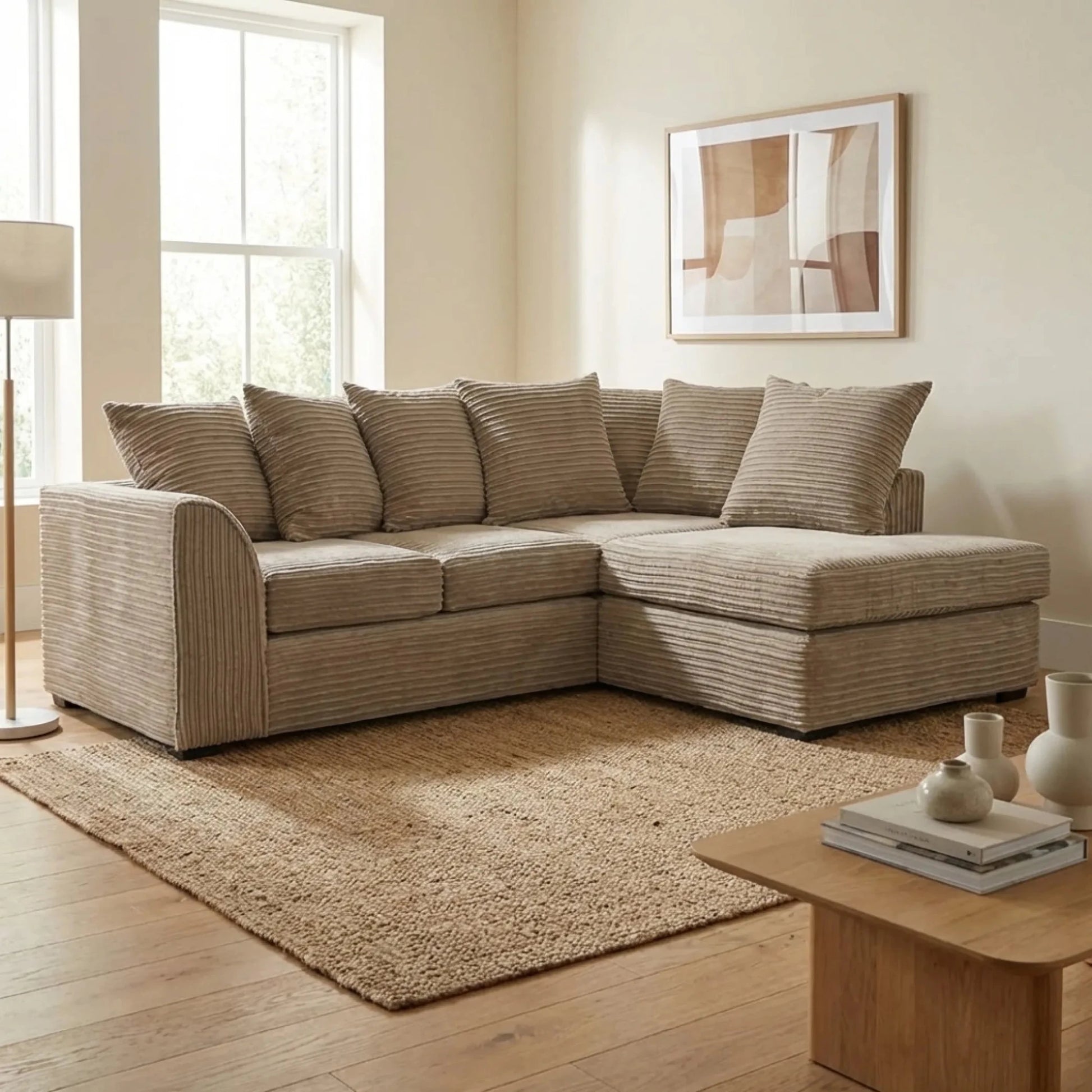 Byron Caramel Fabric RHC Corner Sofa - Furniture Instore