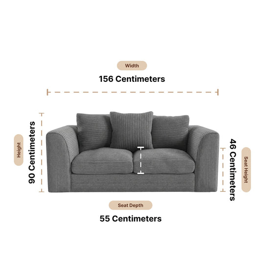 Byron Grey Fabric 2 Seater Sofa - Furniture Instore