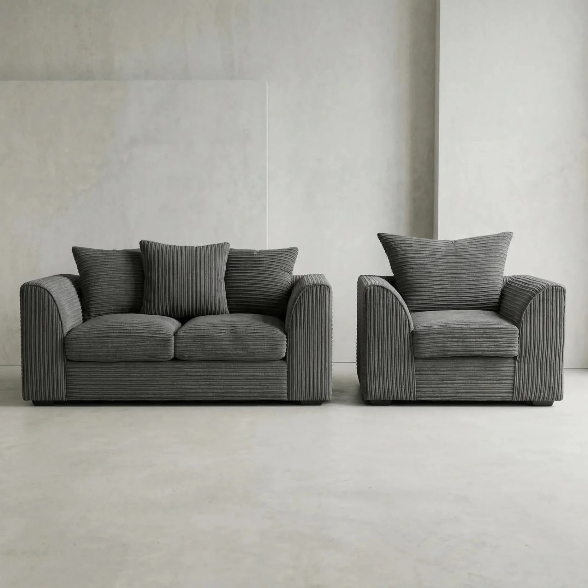 Byron Grey Fabric 2+1 Seater Sofa Set - Furniture Instore