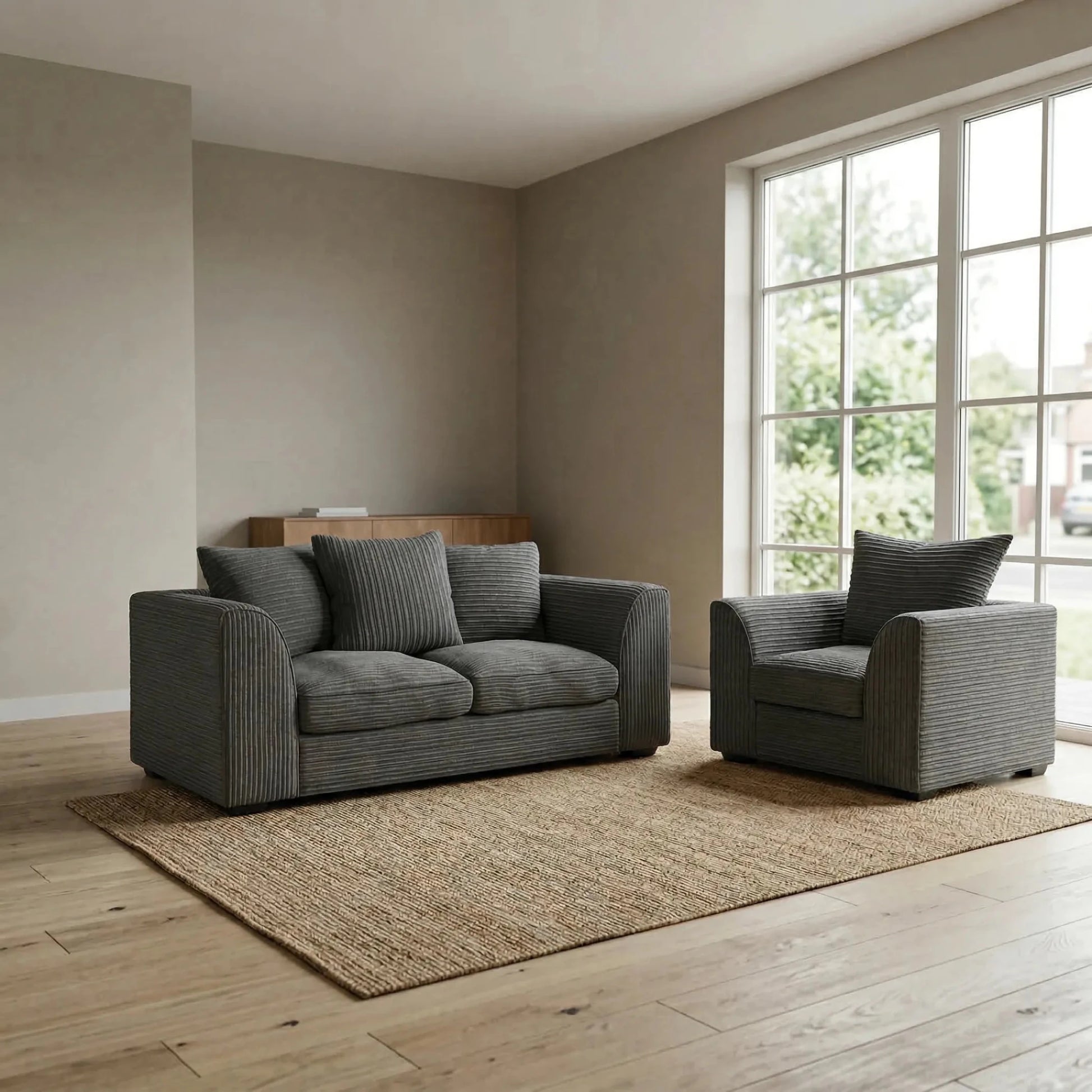Byron Grey Fabric 2+1 Seater Sofa Set - Furniture Instore