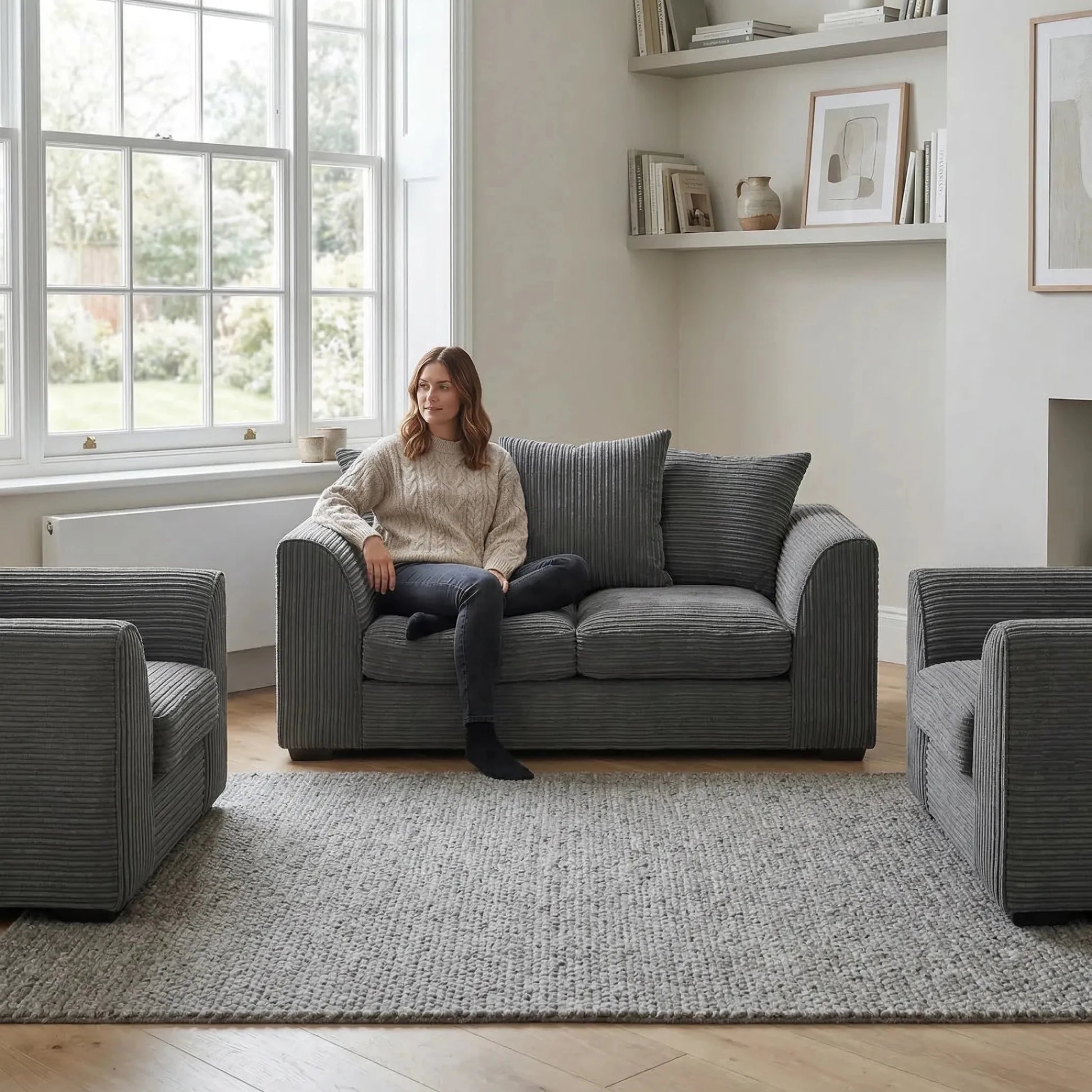 Byron Grey Fabric 2+1+1 Seater Sofa Set - Furniture Instore