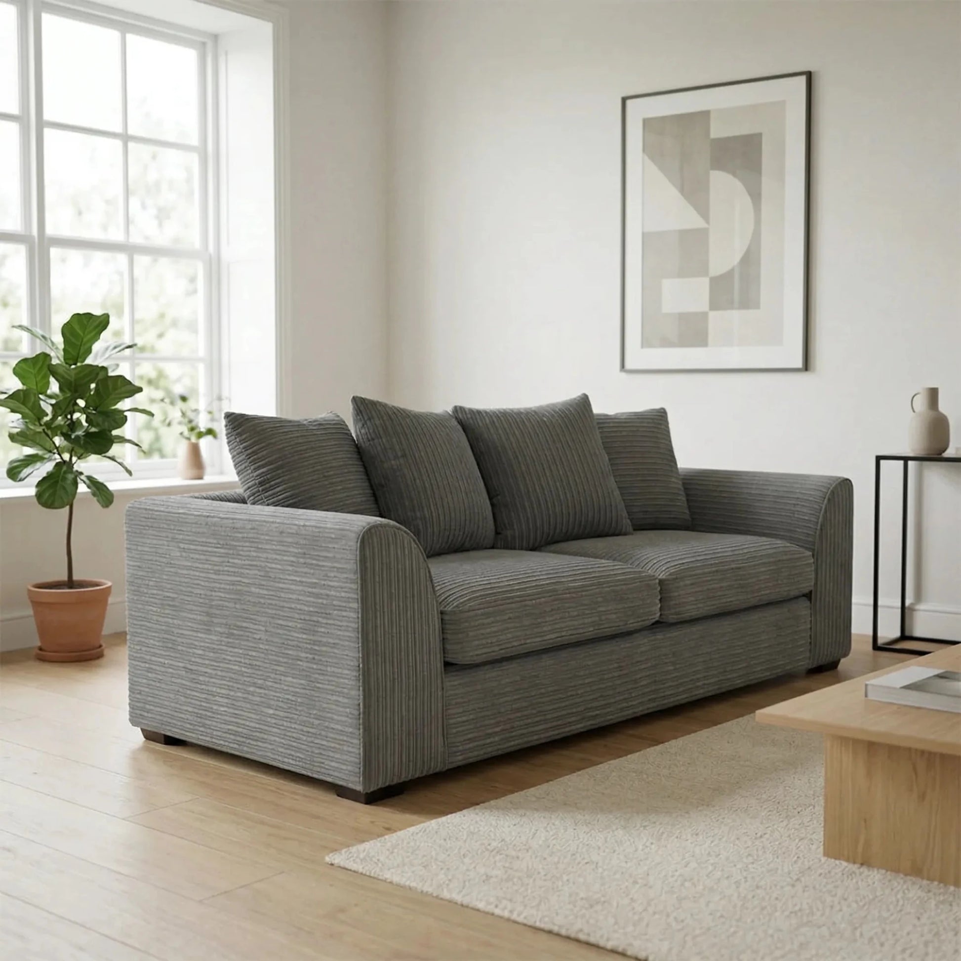 Byron Grey Fabric 3 Seater Sofa - Furniture Instore