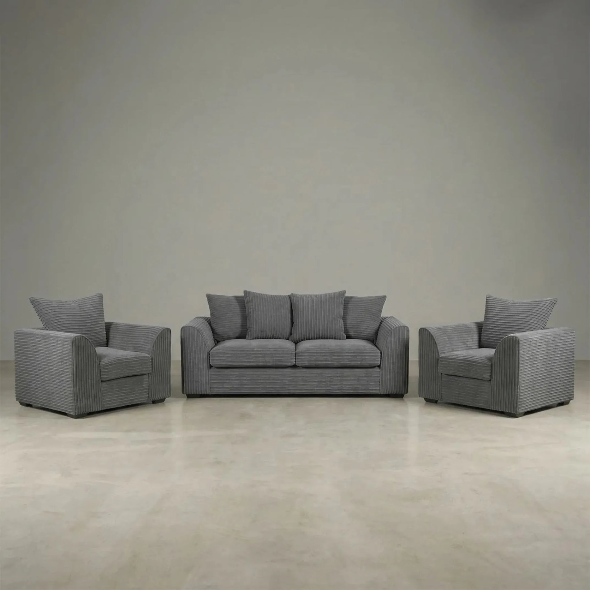 Byron Grey Fabric 3+1+1 Seater Sofa Set - Furniture Instore