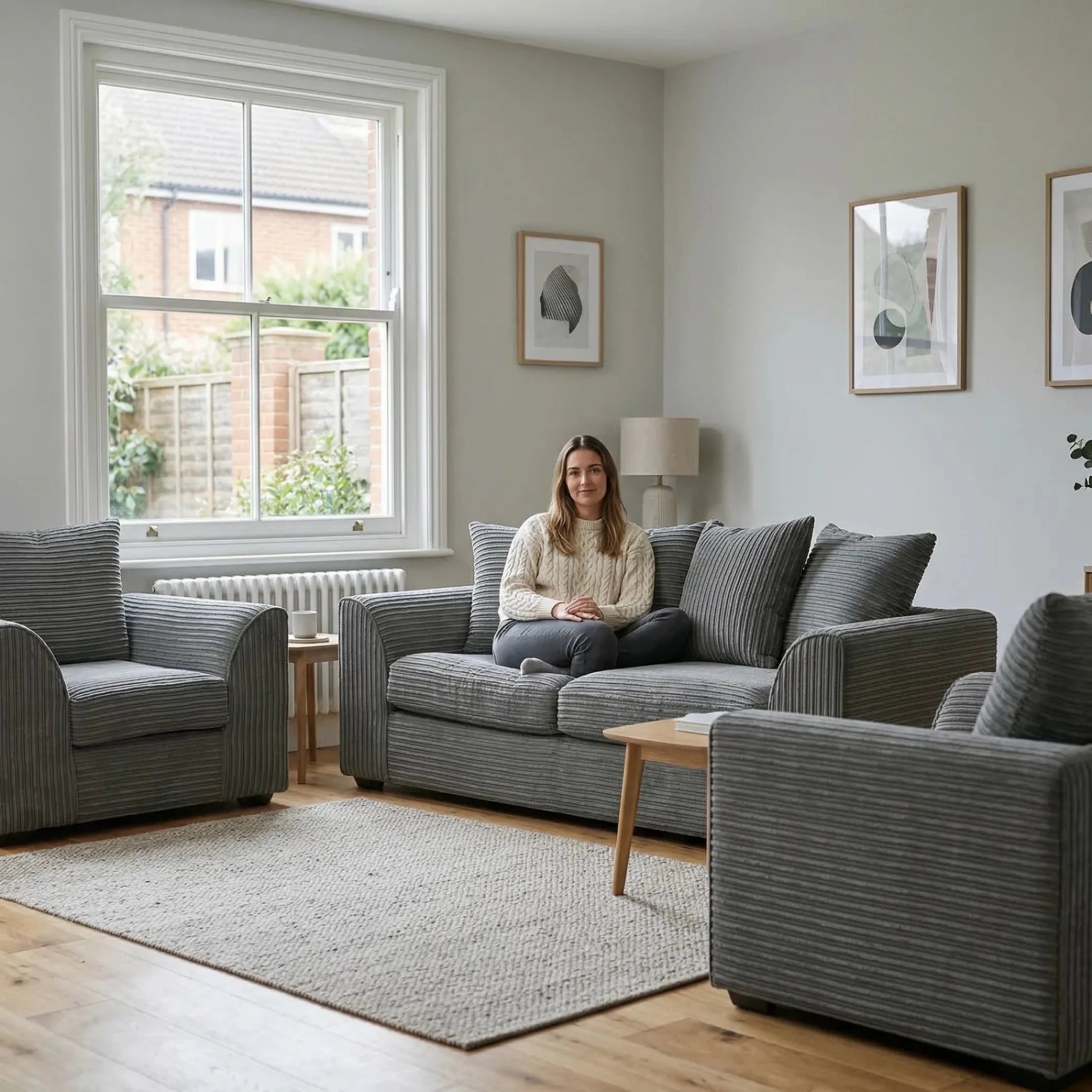 Byron Grey Fabric 3+1+1 Seater Sofa Set - Furniture Instore
