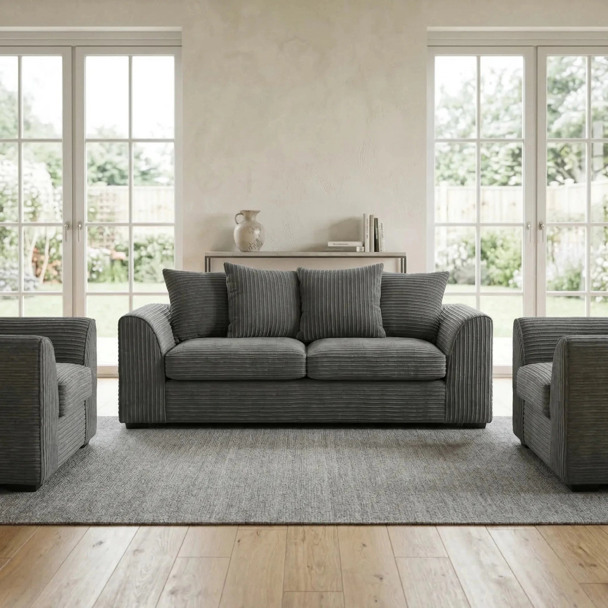 Byron Grey Fabric 3+1+1 Seater Sofa Set - Furniture Instore