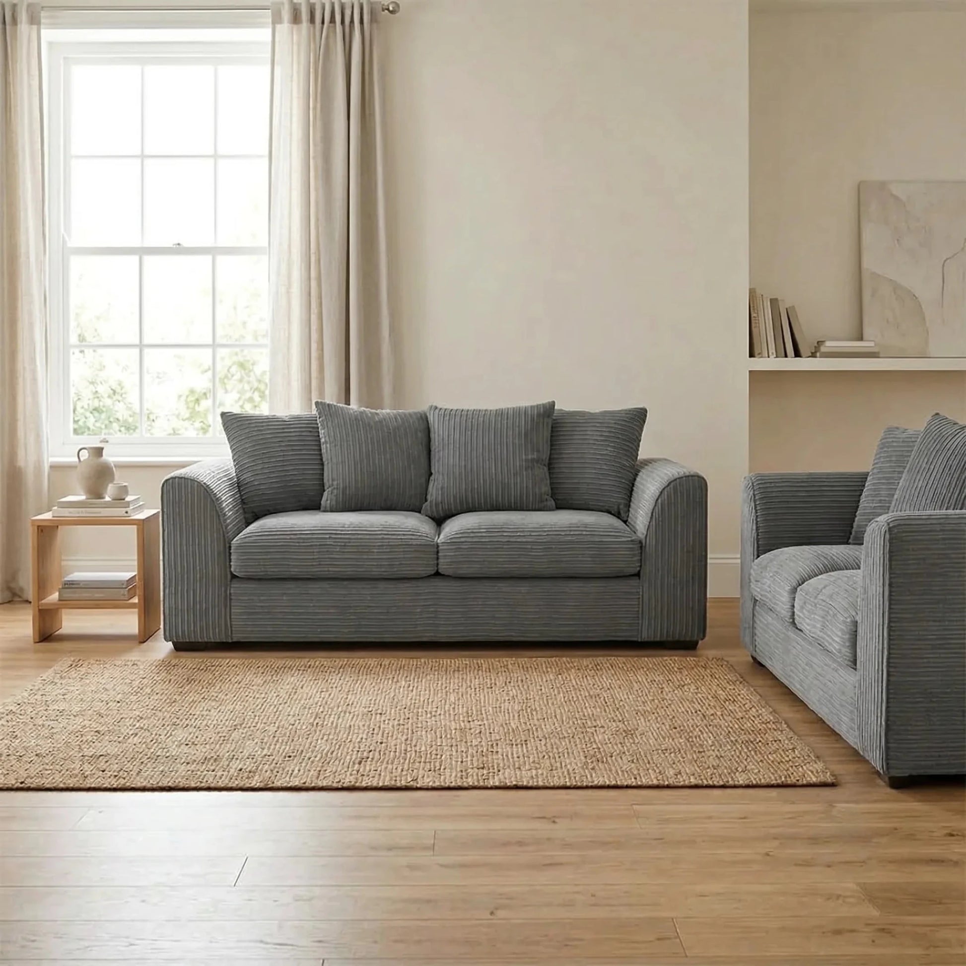 Byron Grey Fabric 3+2 Seater Sofa Set - Furniture Instore