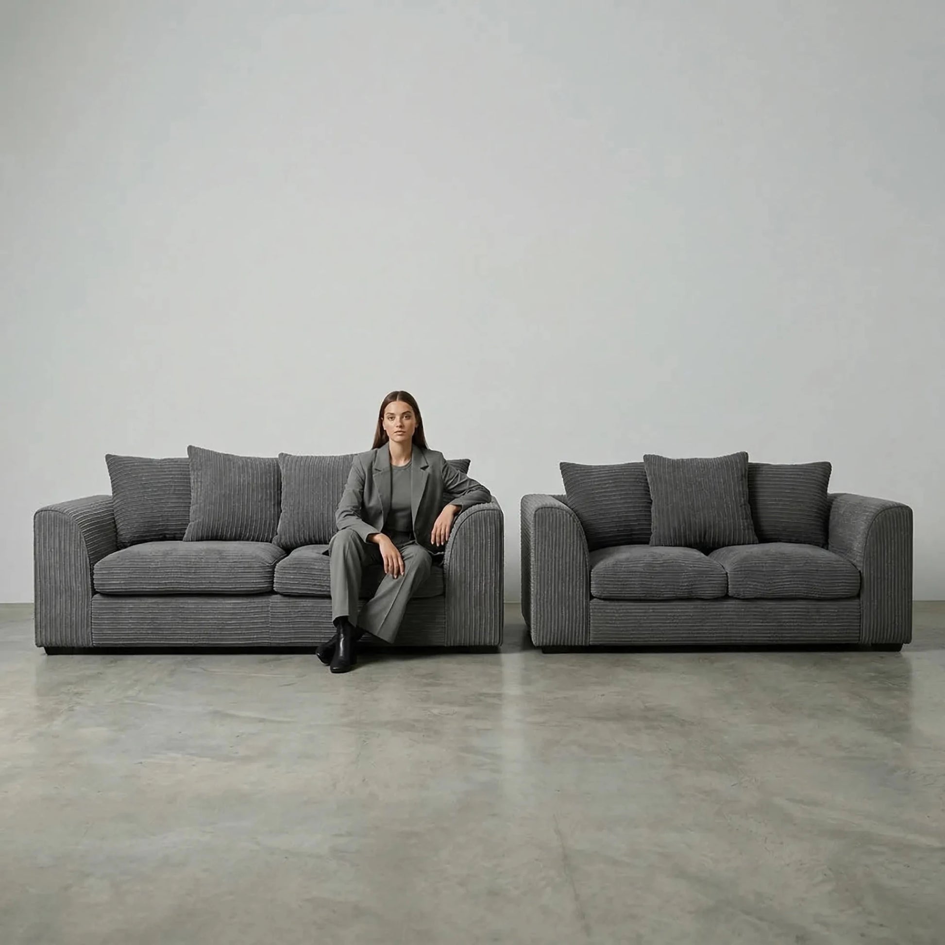 Byron Grey Fabric 3+2 Seater Sofa Set - Furniture Instore