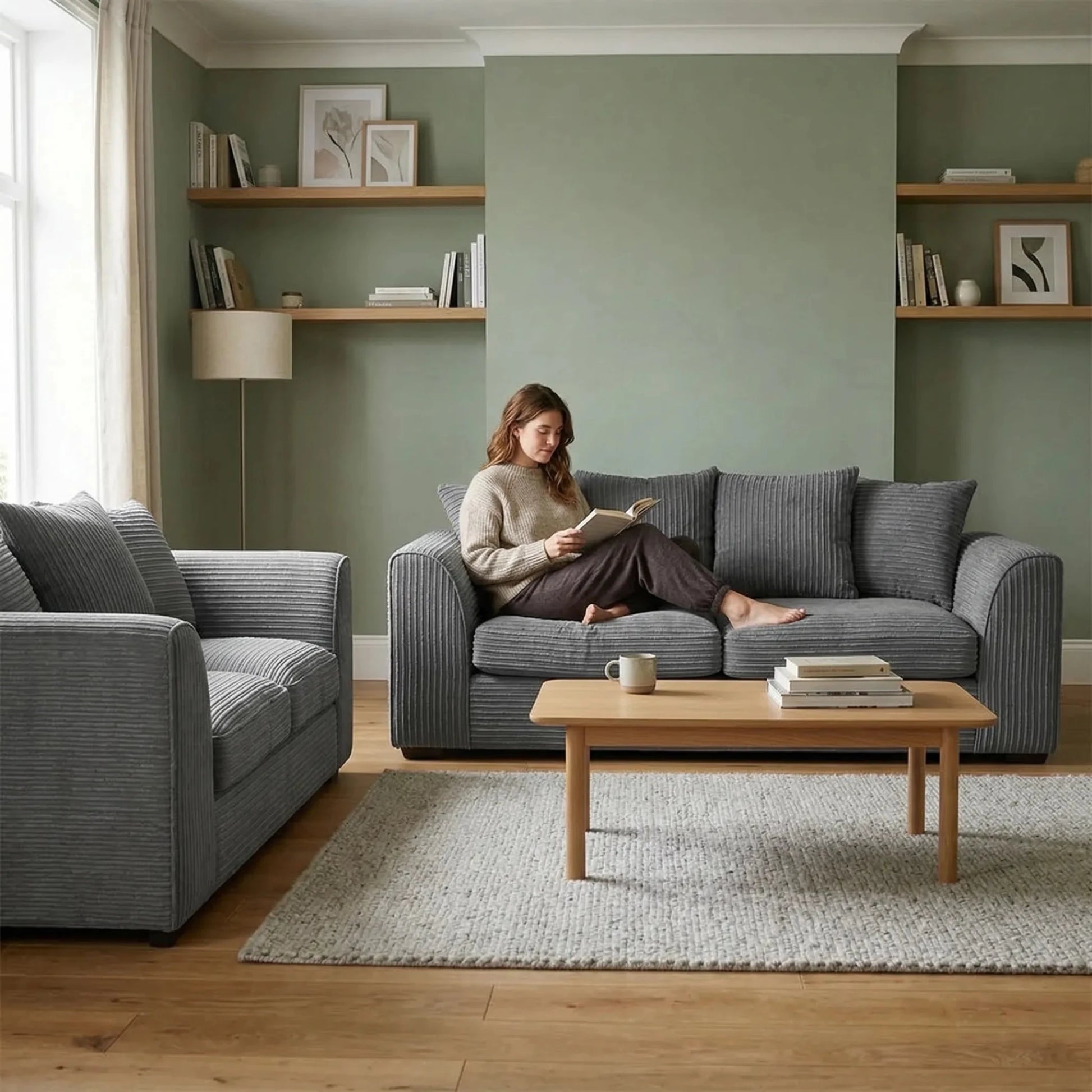Byron Grey Fabric 3+2 Seater Sofa Set - Furniture Instore