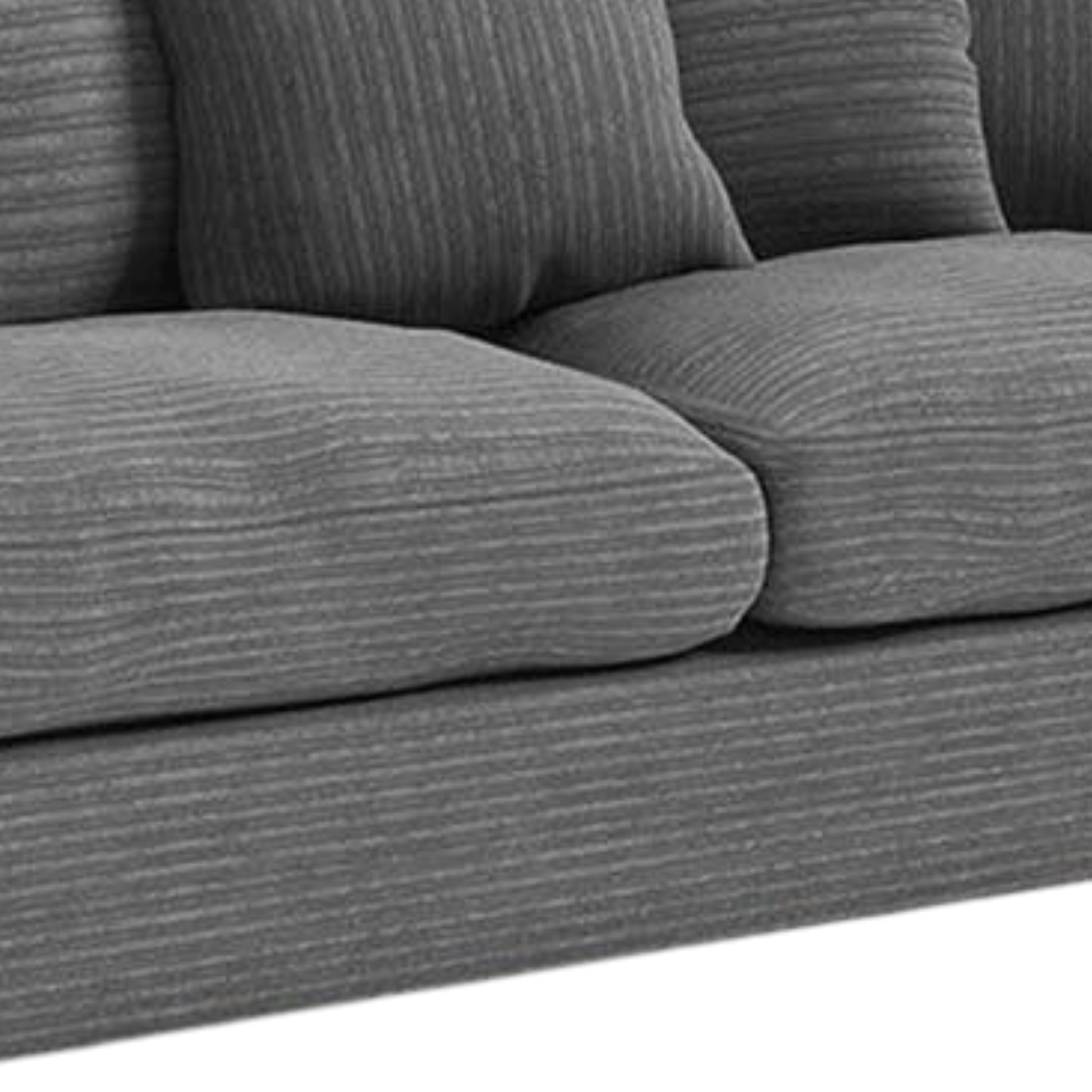 Gray sofa with textured fabric on a white background