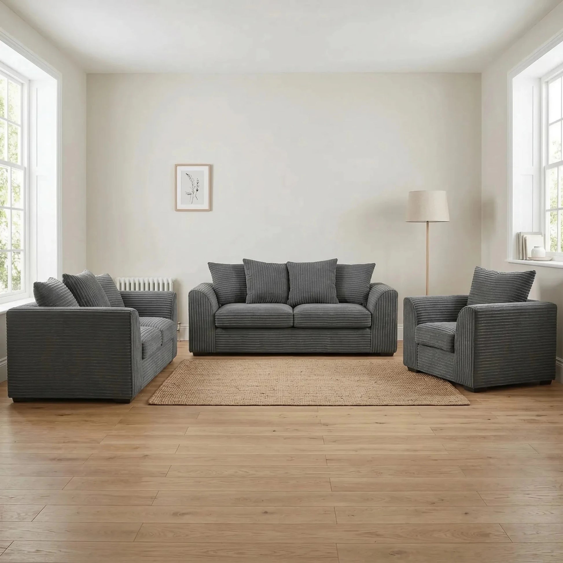 Byron Grey Fabric 3+2+1 Seater Sofa Set - Furniture Instore