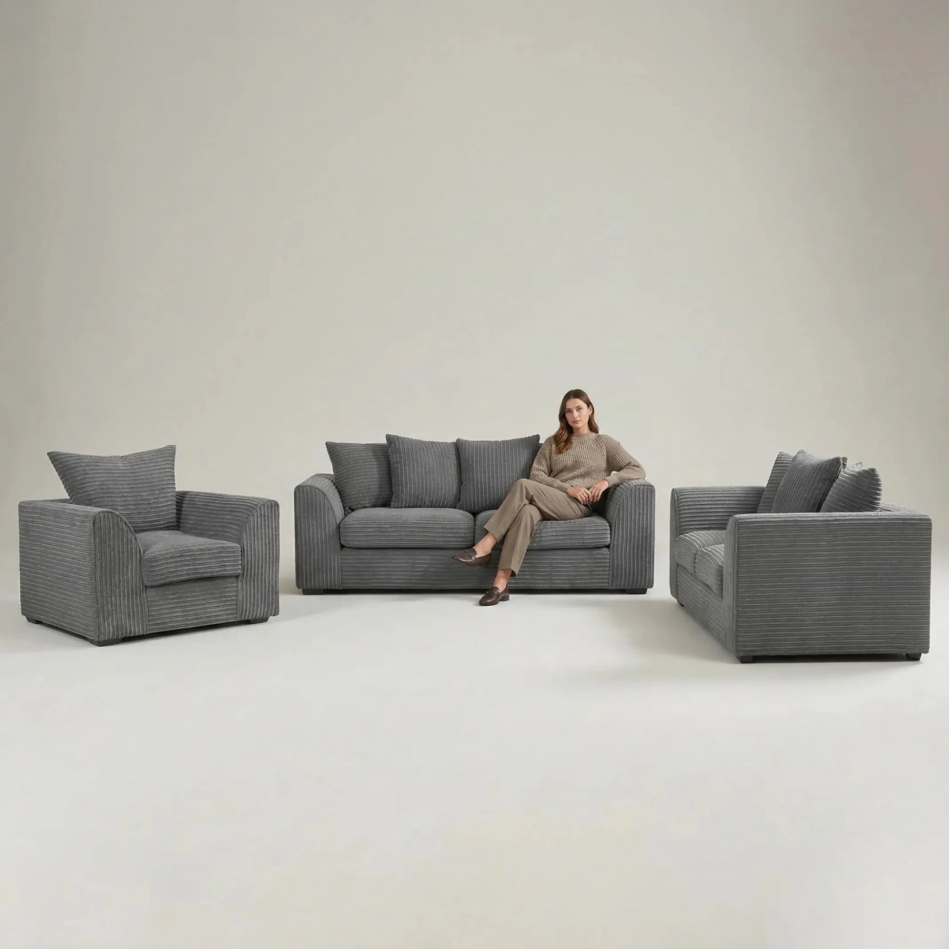 Byron Grey Fabric 3+2+1 Seater Sofa Set - Furniture Instore