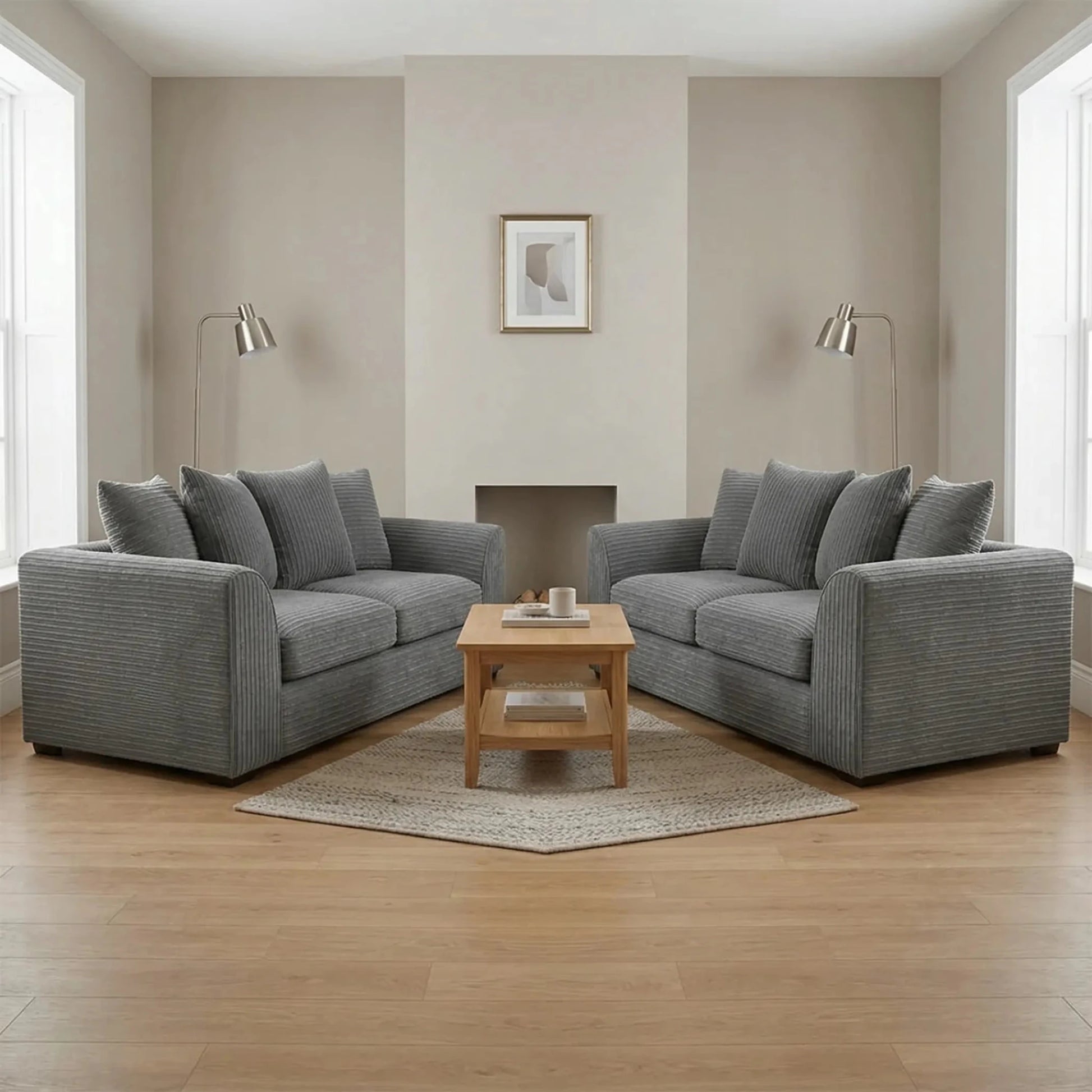 Byron Grey Fabric 3+3 Seater Sofa Set - Furniture Instore