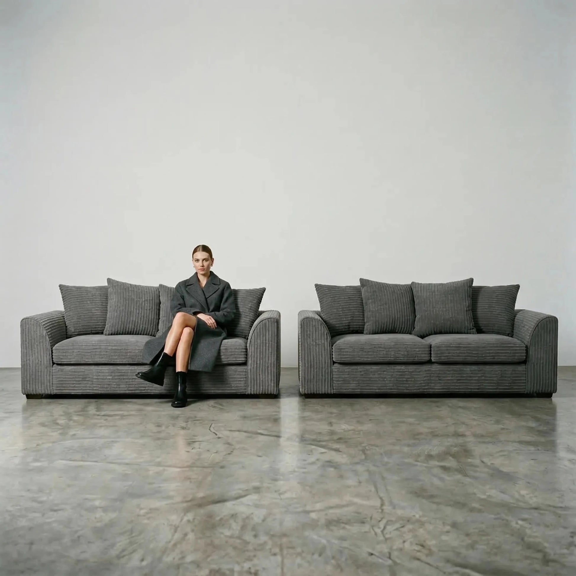 Byron Grey Fabric 3+3 Seater Sofa Set - Furniture Instore