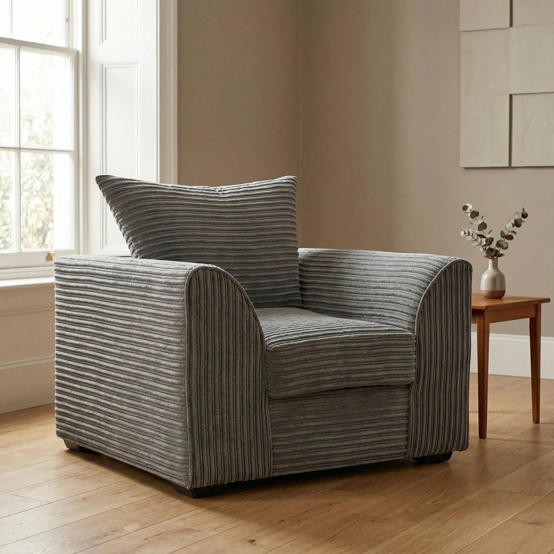 Byron Grey Fabric Armchair - Furniture Instore