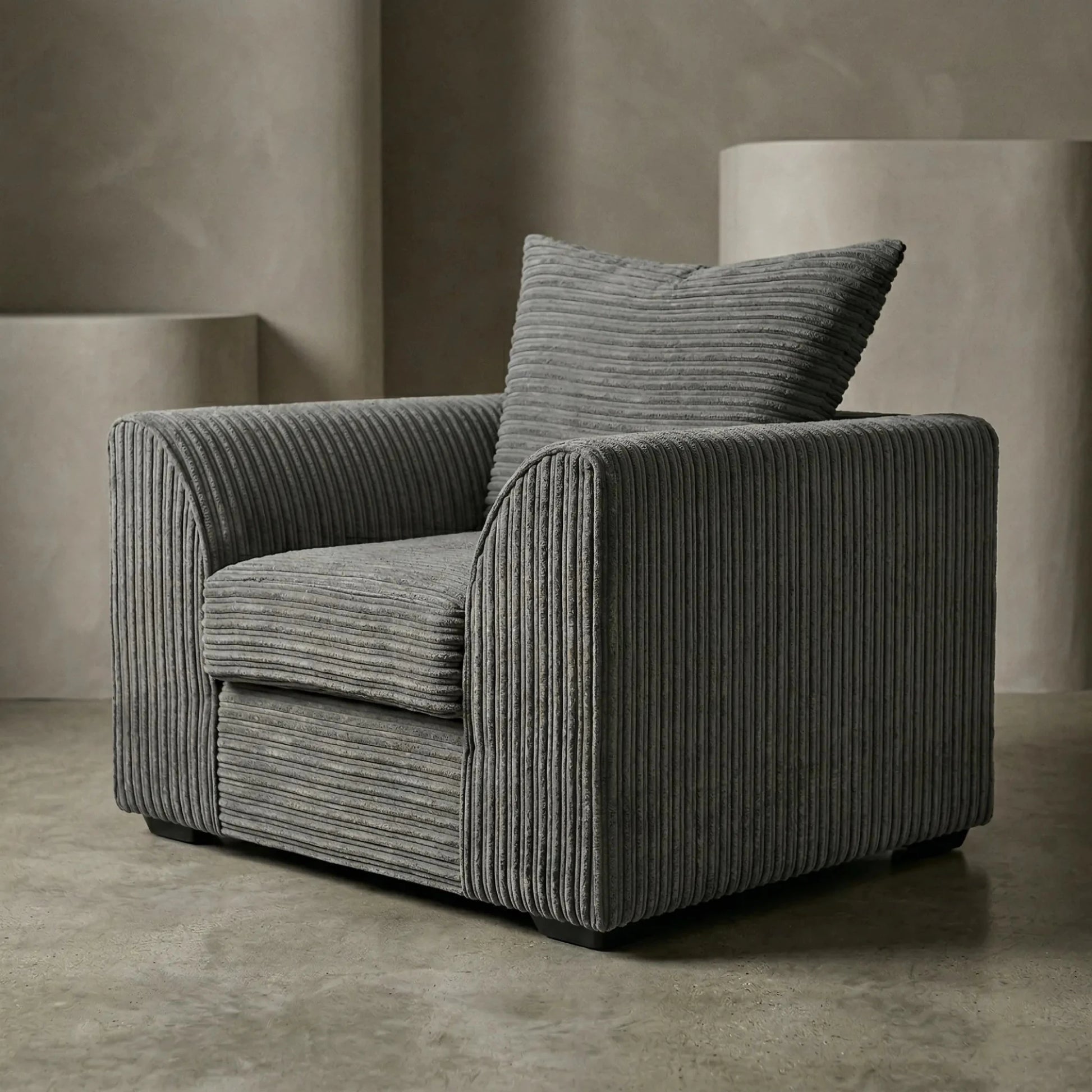 Byron Grey Fabric Armchair - Furniture Instore