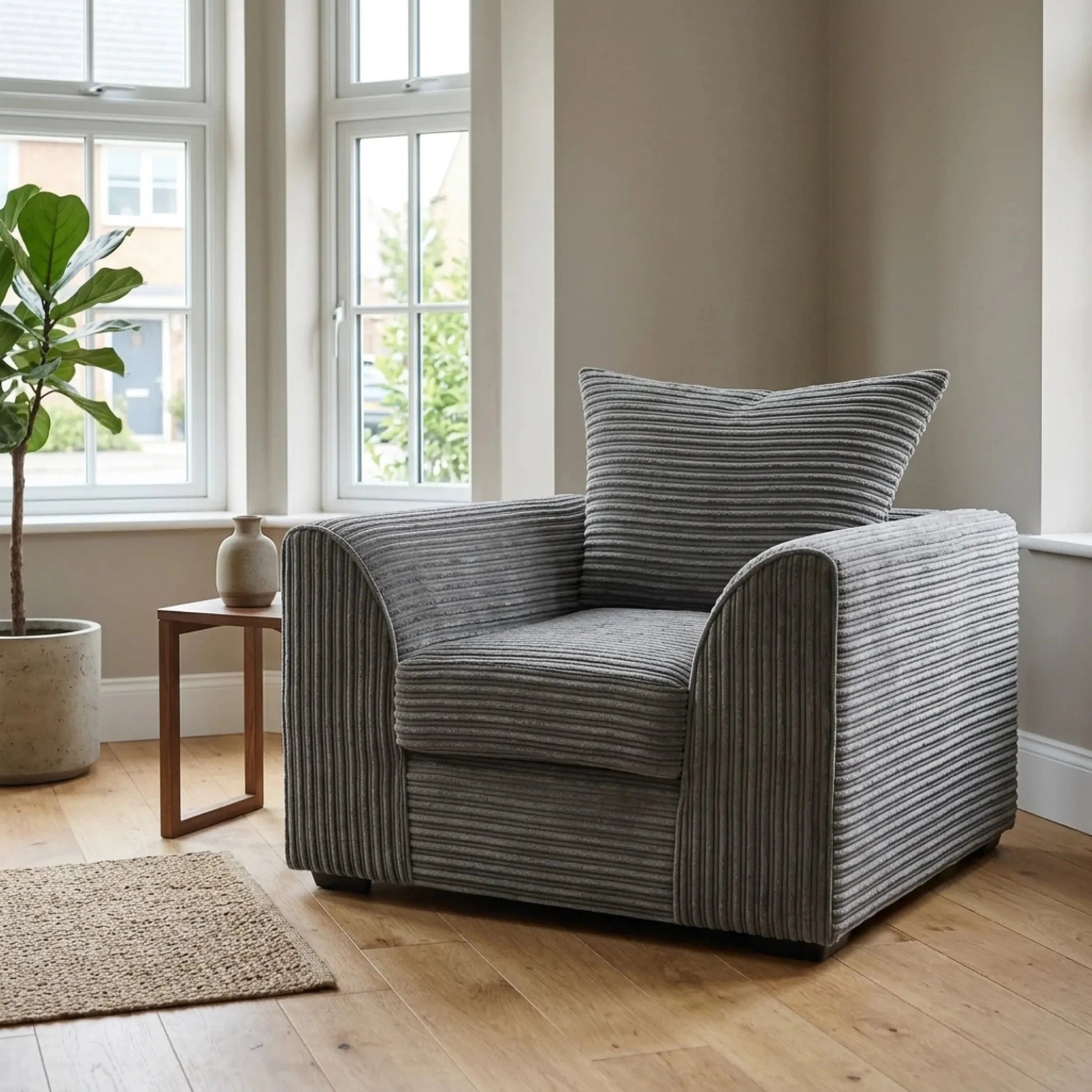Byron Grey Fabric Armchair - Furniture Instore