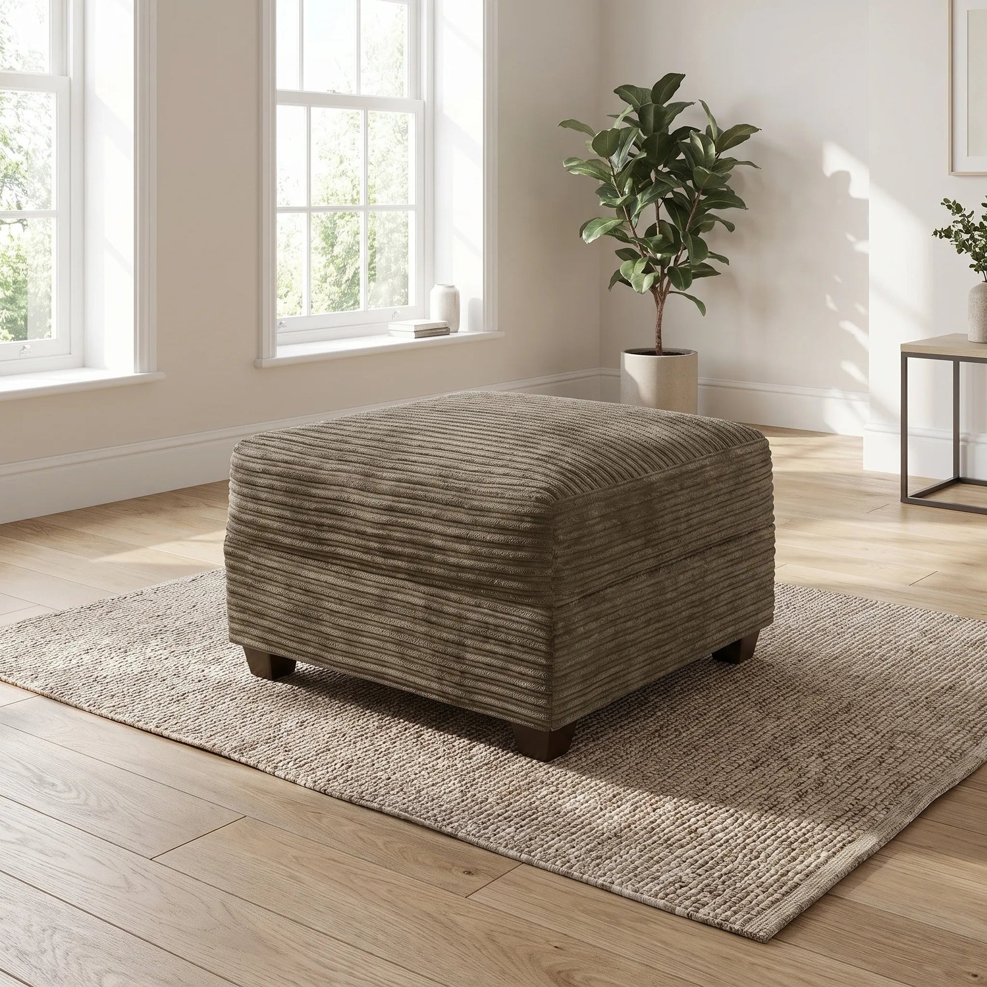 Byron Grey Fabric Footstool - Furniture Instore