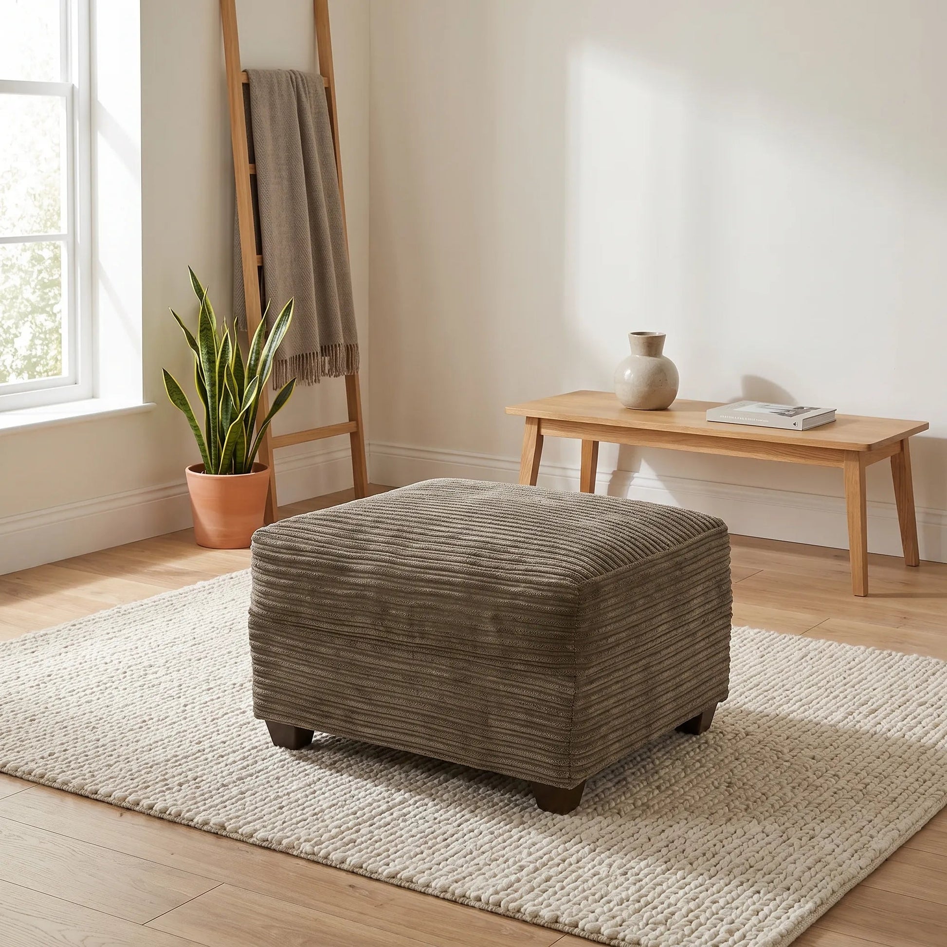Byron Grey Fabric Footstool - Furniture Instore