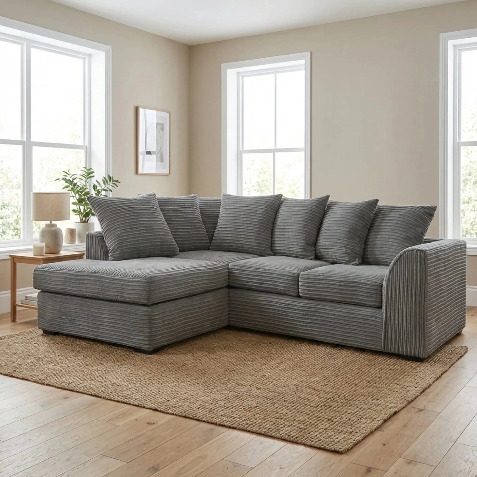 Byron Grey Fabric LHC Corner Sofa - Furniture Instore