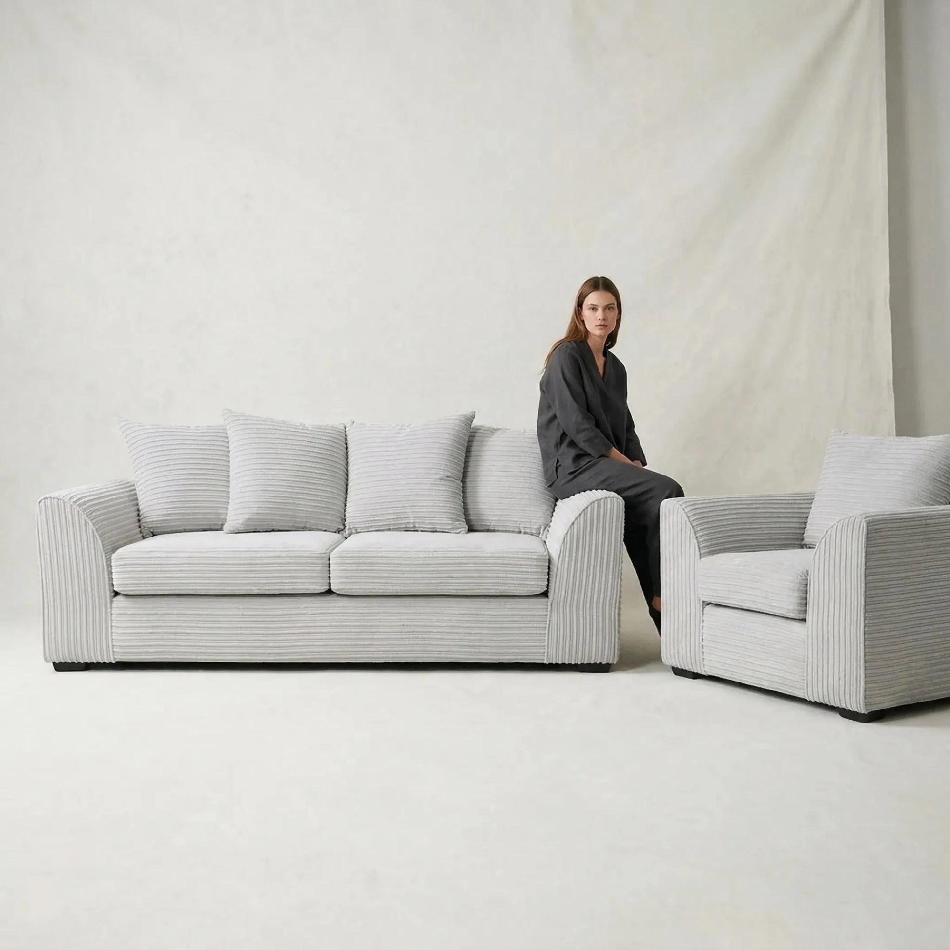 Byron Shark Fabric 3+1 Seater Sofa Set - Furniture Instore