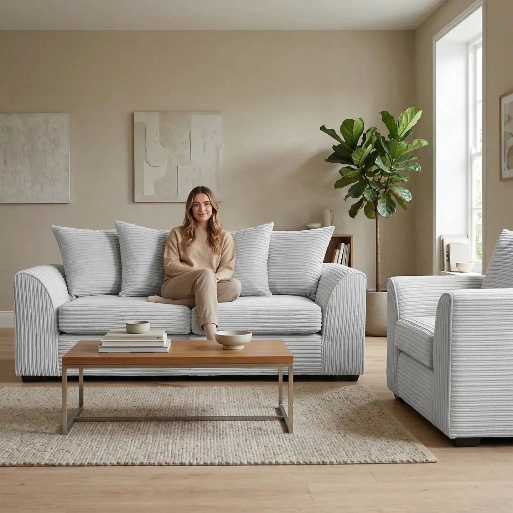 Byron Shark Fabric 3+1 Seater Sofa Set - Furniture Instore