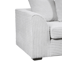 Gray textured sofa with cushions on a white background