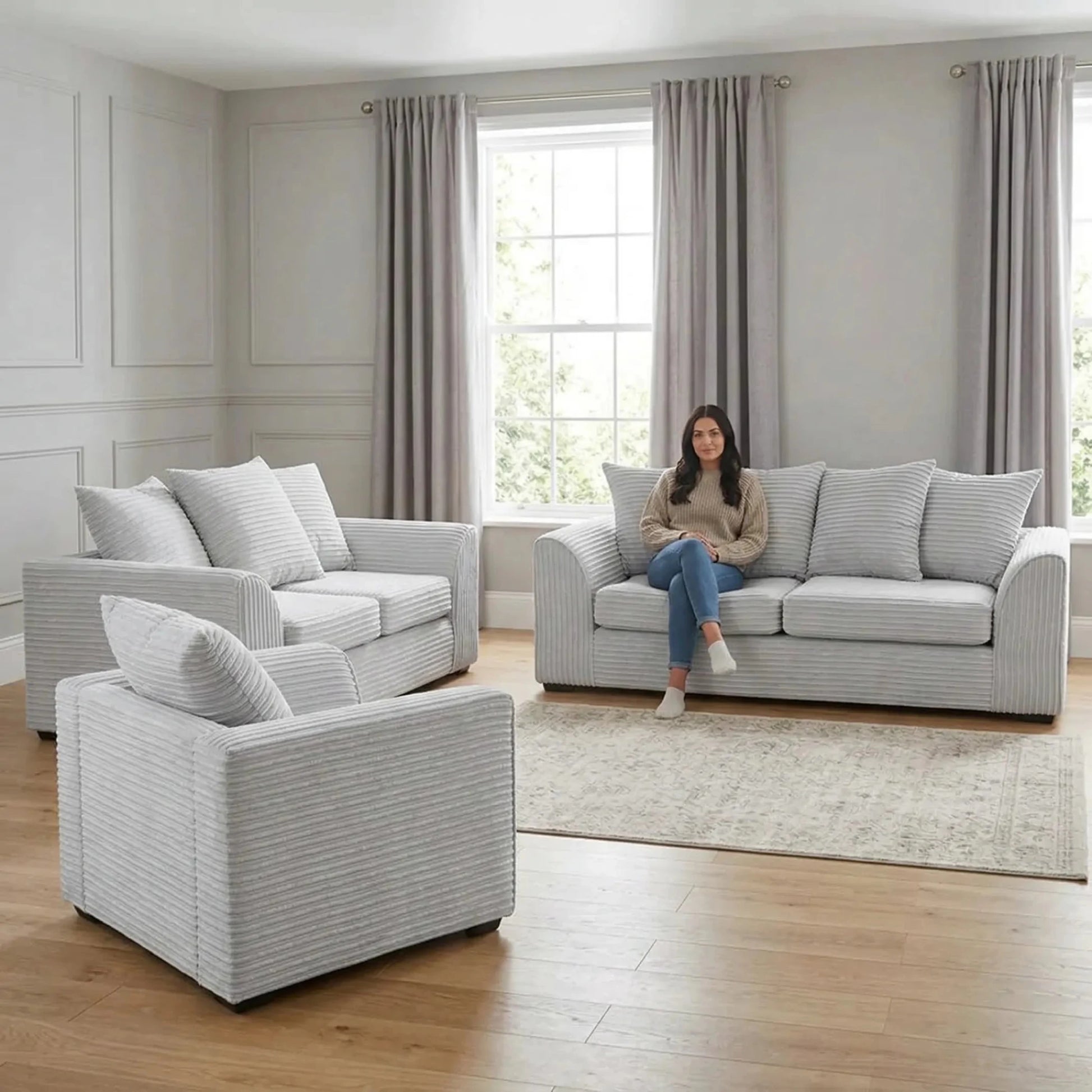 Byron Shark Fabric 3+2+1 Seater Sofa Set - Furniture Instore
