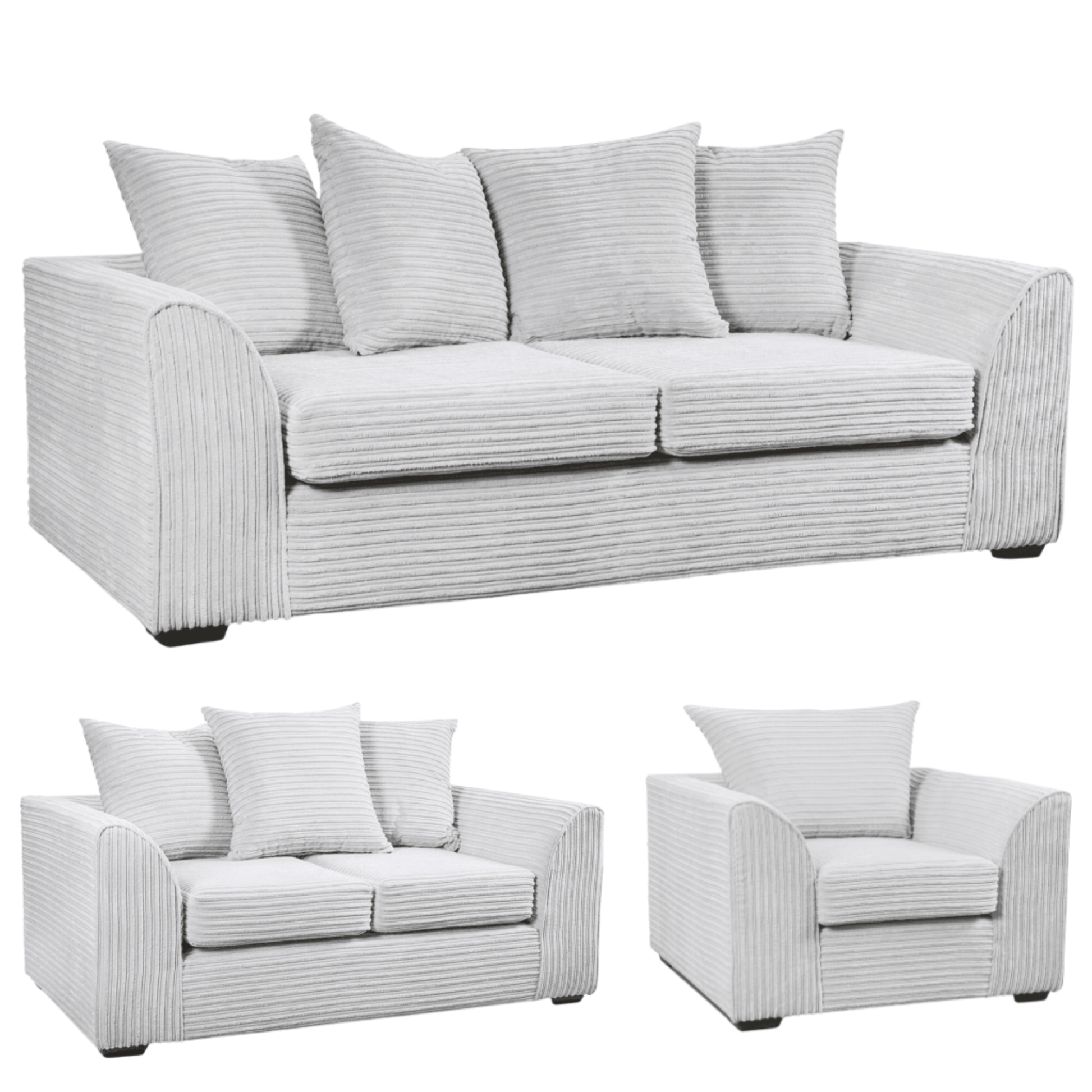Byron Shark 3+2+1 Sofa Combo, Front View on White Background, Modern Minimal Design