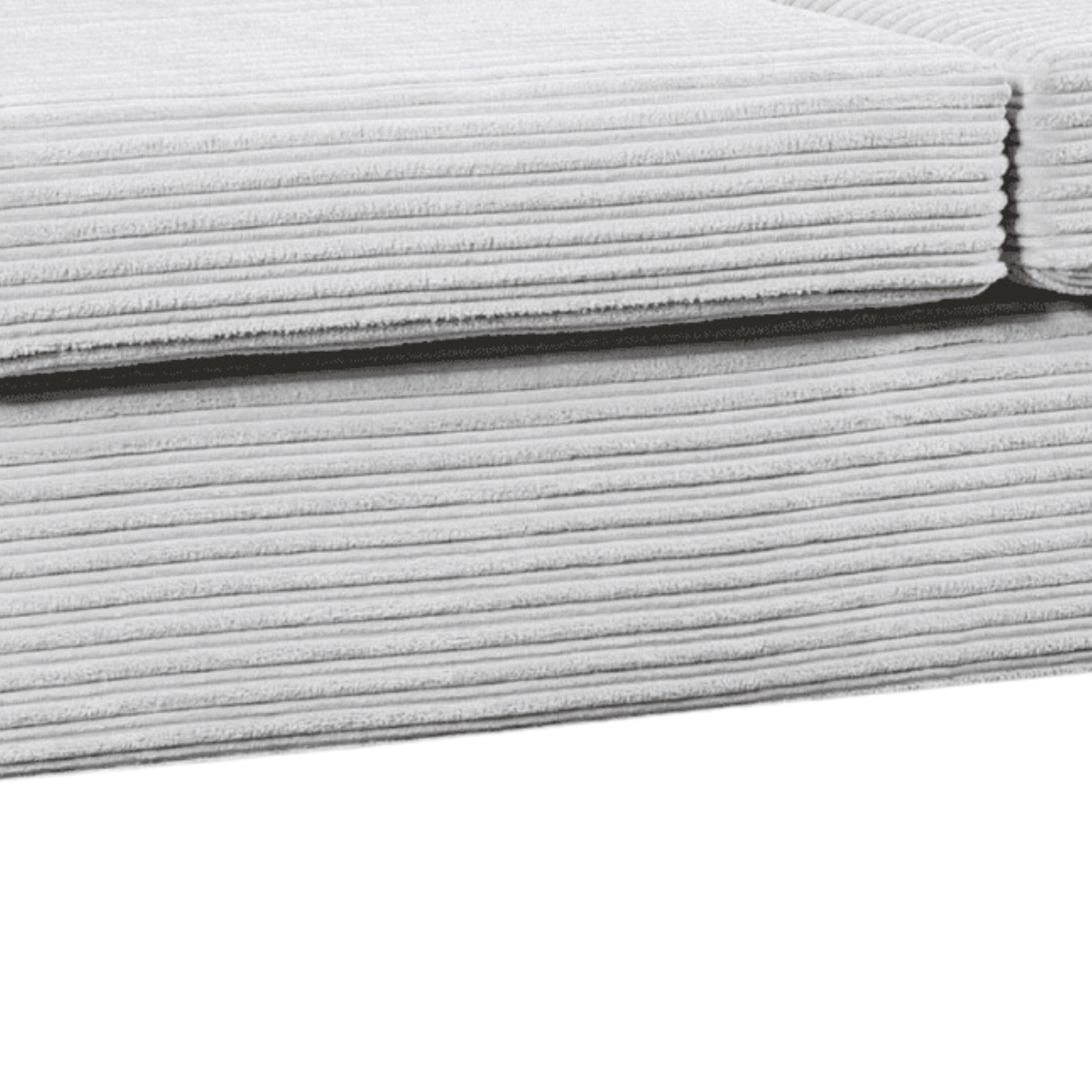 Stack of folded gray towels on a white background