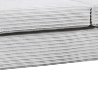 Stack of folded gray towels on a white background